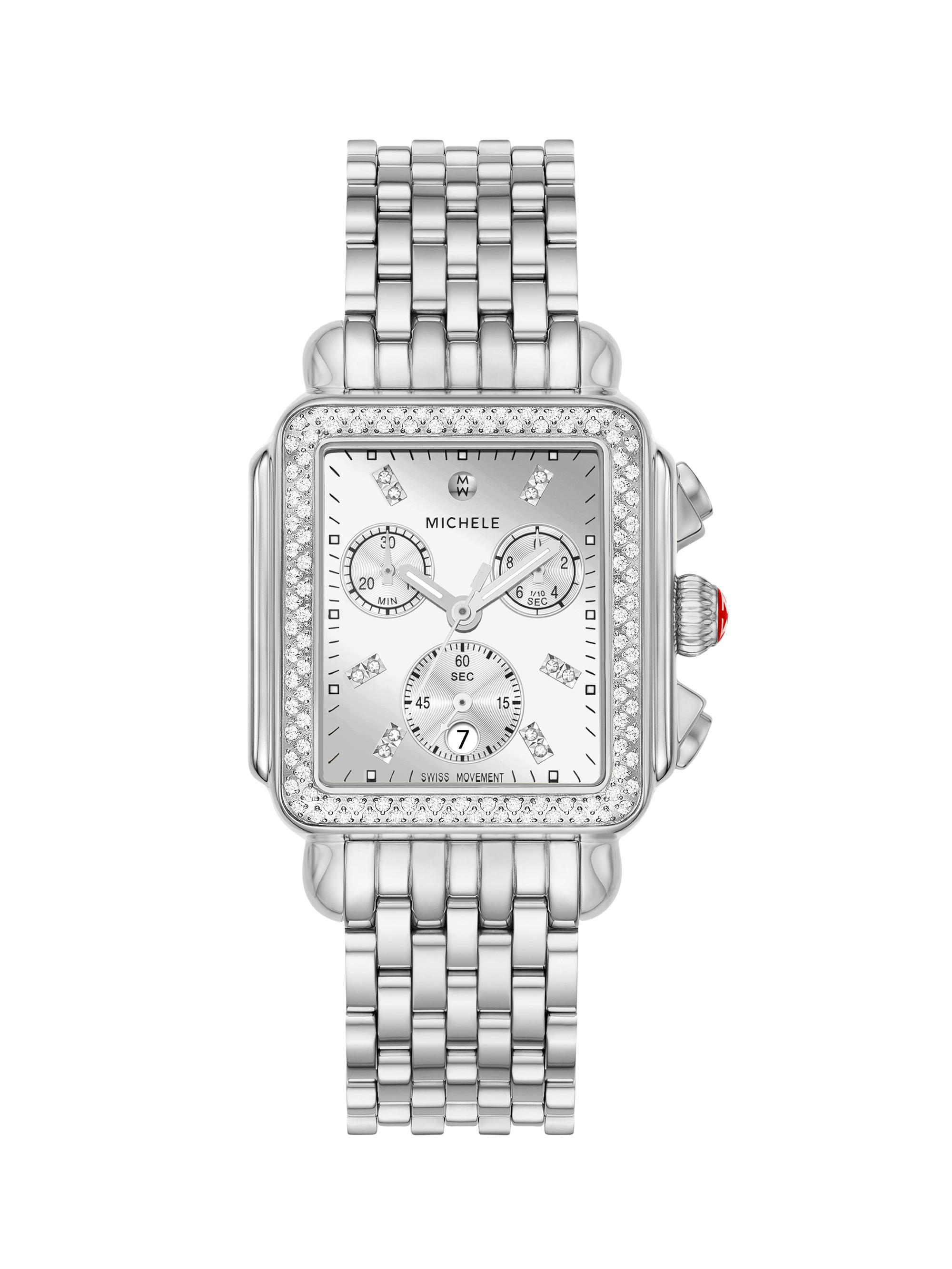 Michele Women's Deco Stainless Steel & 0.75 TCW Diamond Bracelet Watch/33MM x 35MM - Steel
