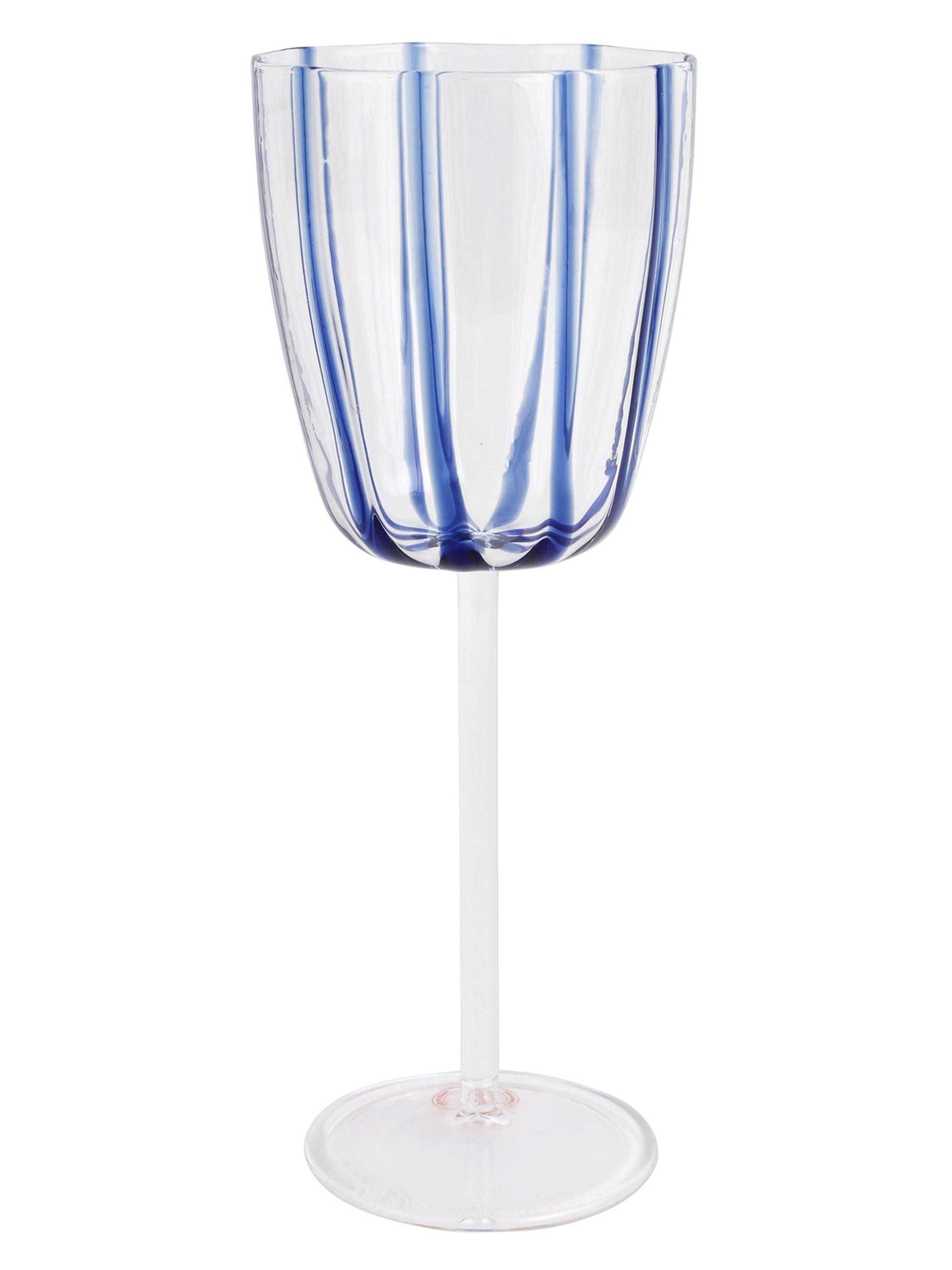 Vietri Nuovo Stripe Wine Glass - Blue