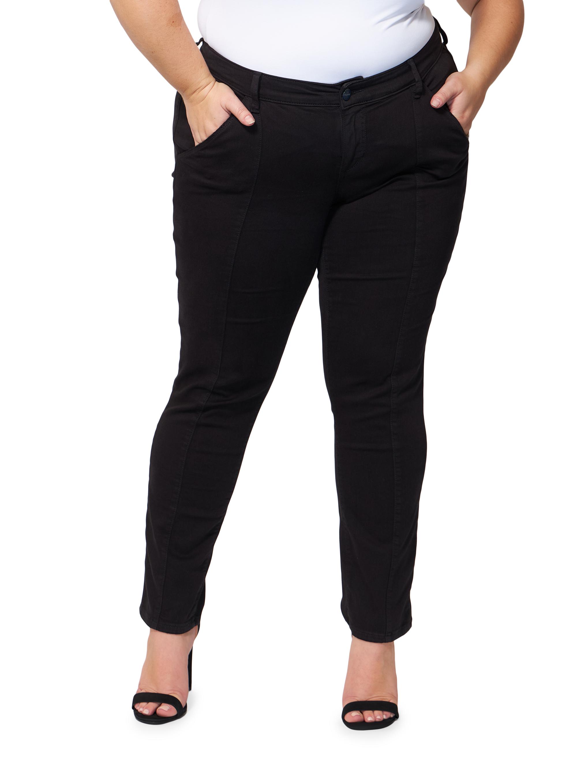 Slink Jeans Women's Mid-Rise Cigarette Jeans - Black