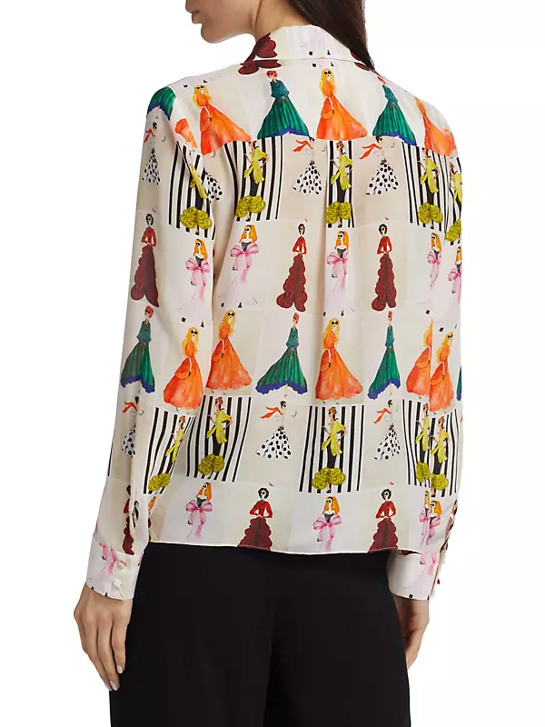 Shop Alice + Olivia Willa Staceface Silk Shirt | Saks Fifth Avenue