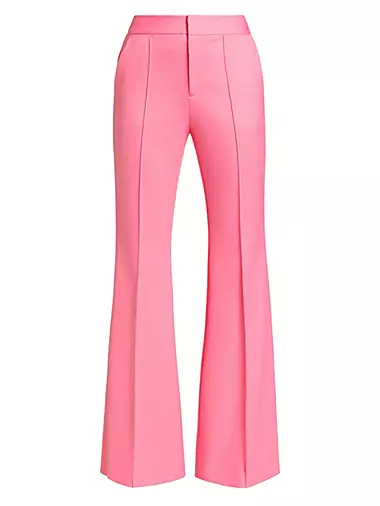 Lady Satin Flared Pants Faux Ice Silk Trousers Bell-bottoms High Waist  Fashion