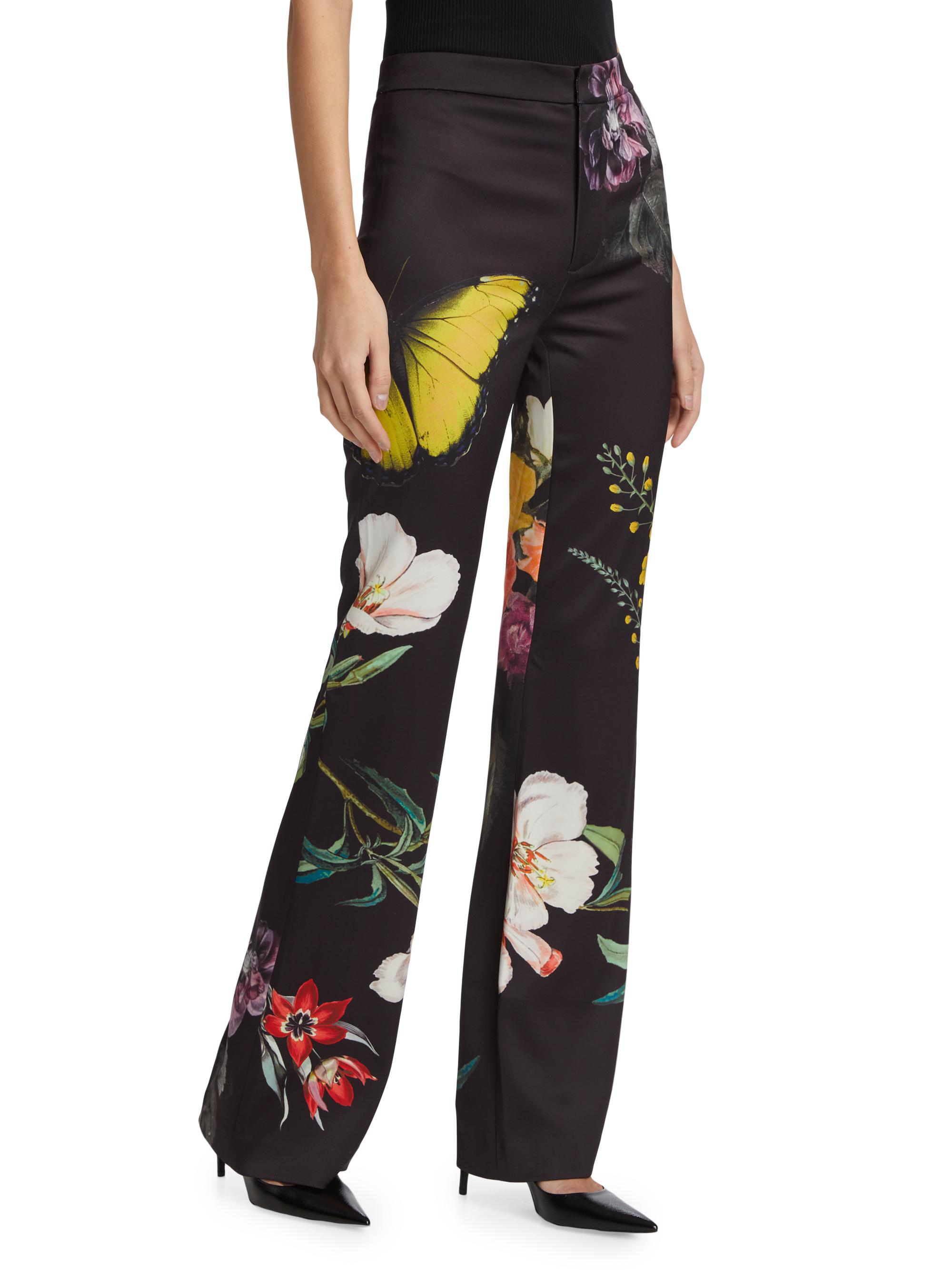 ALICE + OLIVIA Ronnie Floral High-Rise Trousers | Saks Fifth Avenue