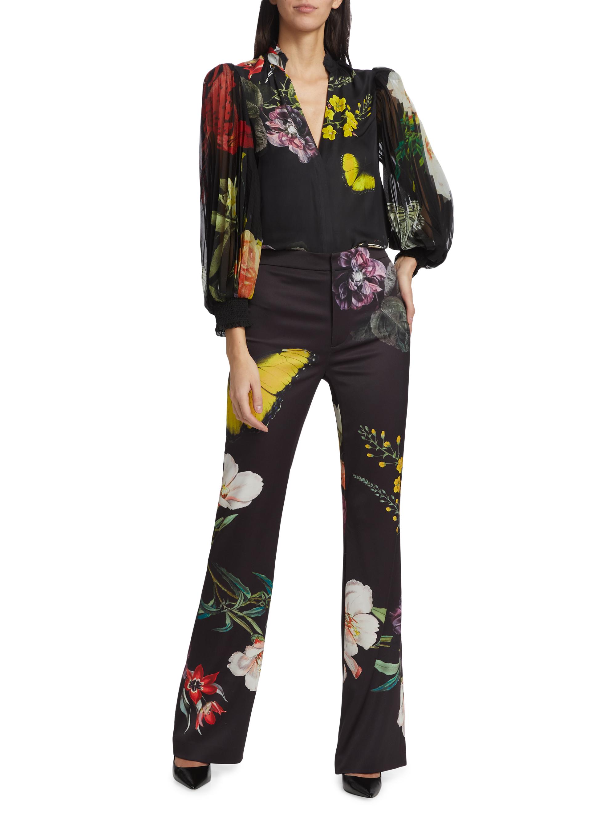 Alice + Olivia Ronnie Floral High-Rise Trousers | Saks Fifth Avenue