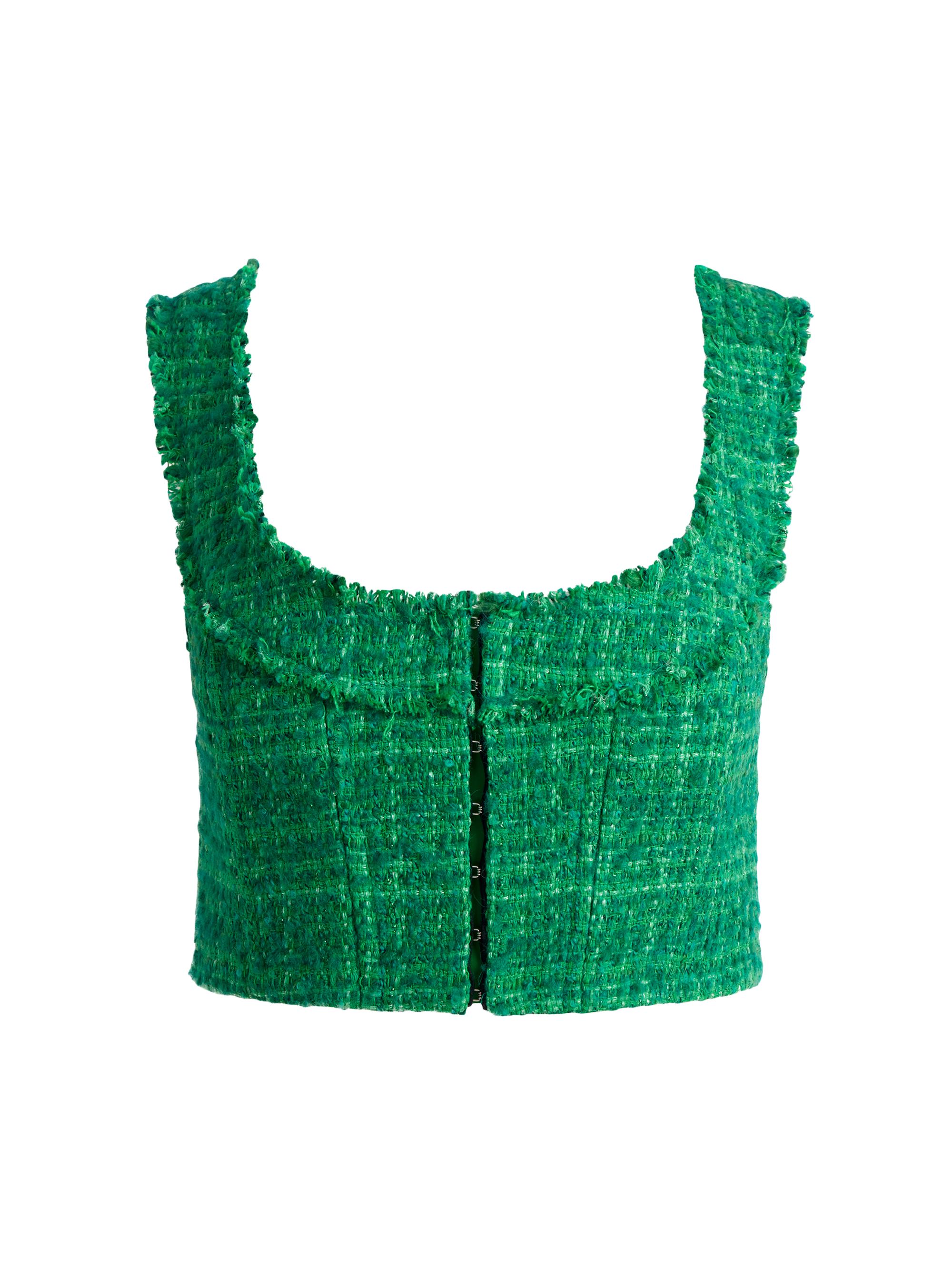 Alice + Olivia Women's Kensie Tweed Crop Bustier Top - Light Emerald