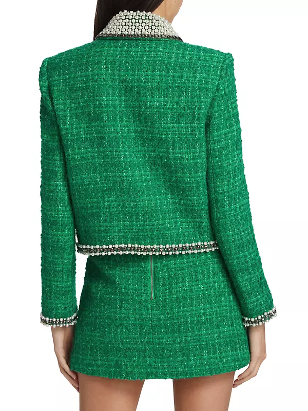 Shop Alice + Olivia Kidman Embellished Tweed Jacket | Saks Fifth 