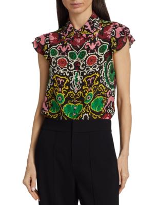 FENDI abstract-print silk shirt - Green