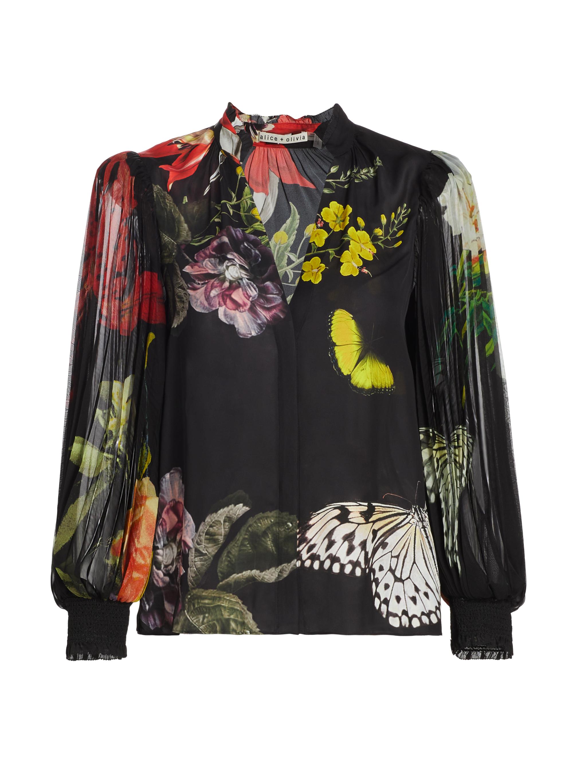 Alice + Olivia Women's Ilan Floral Blouson Shirt - Essential Floral