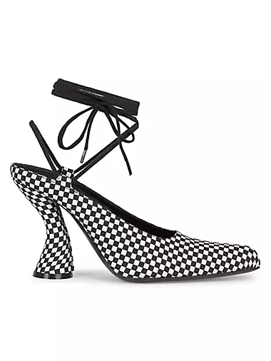 95MM Checkerboard Ankle-Wrap Pumps