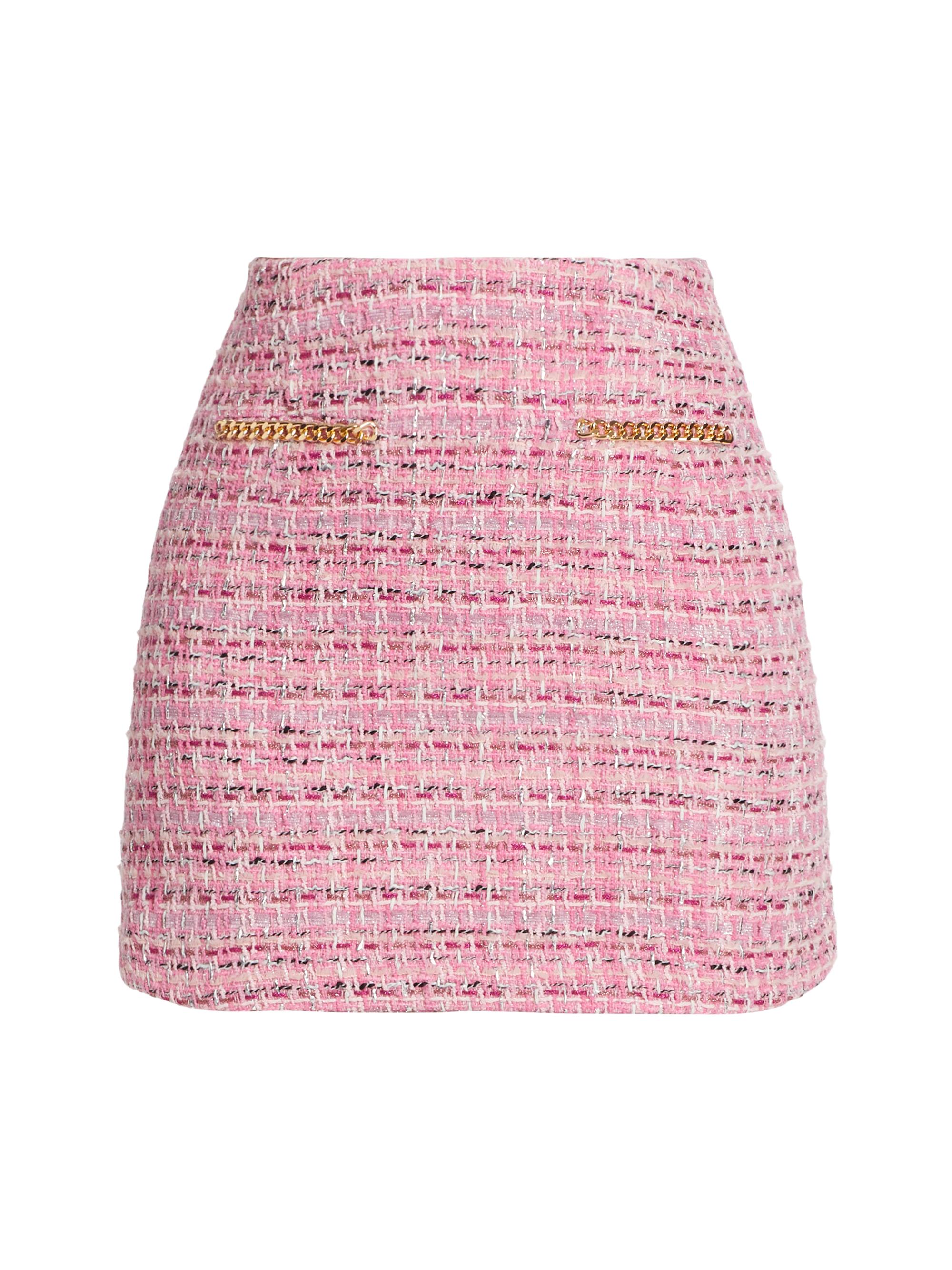 Generation Love Women's Blanche Metallic Tweed Miniskirt - Pink Melange