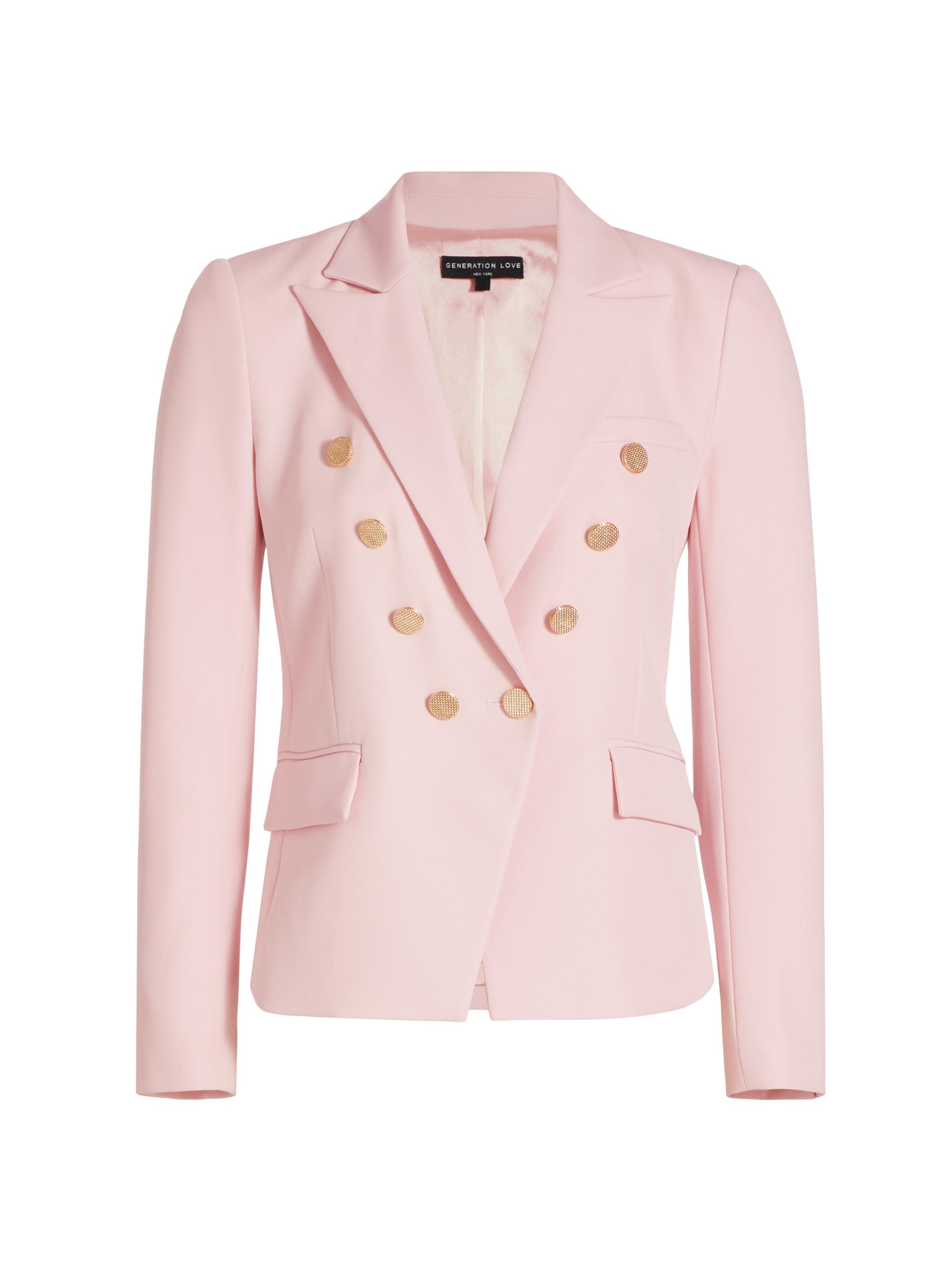 Generation Love Women's Amelia Double-Breasted Stretch Crepe Blazer - Ballet Slipper
