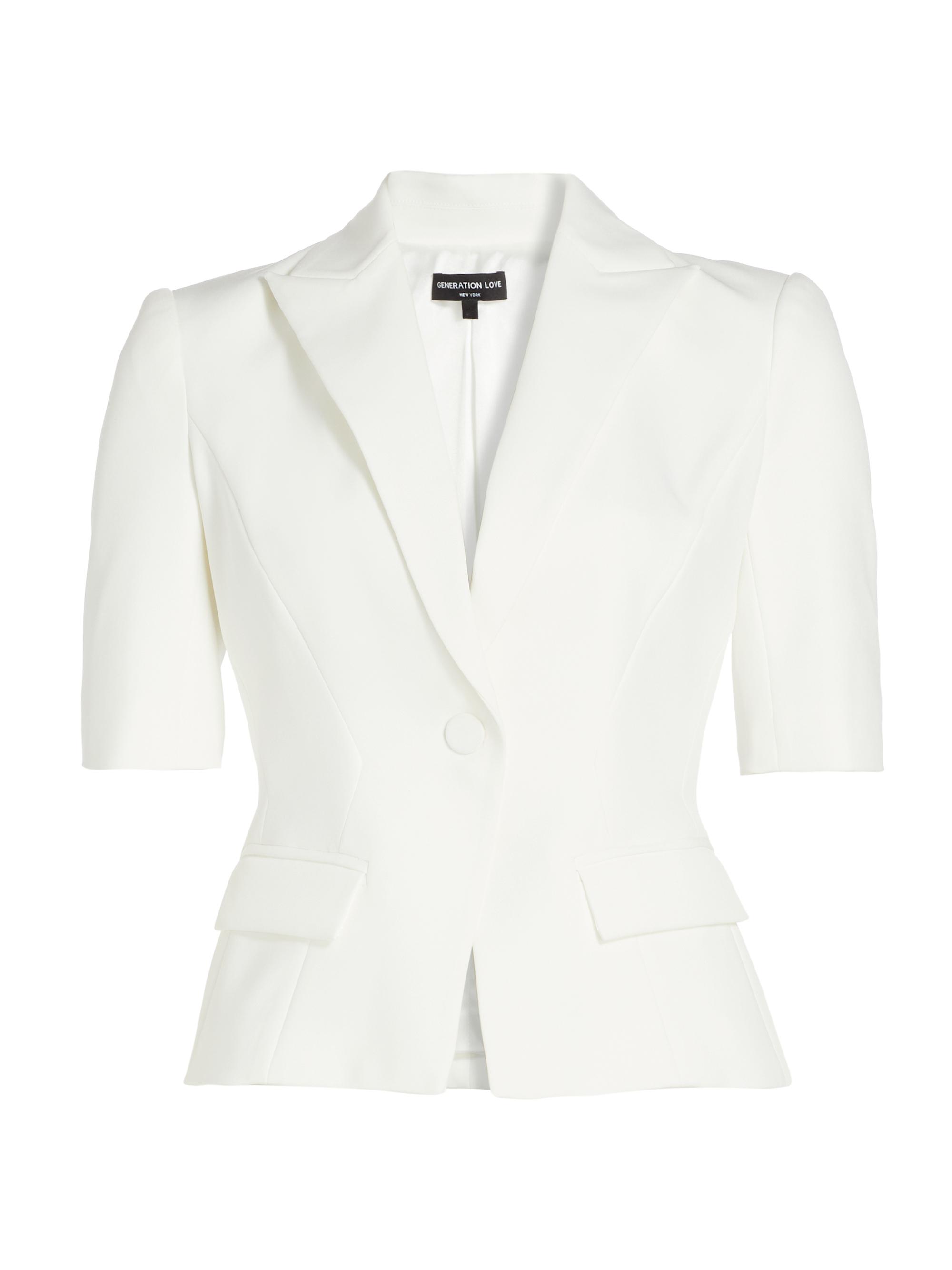 Generation Love Women's Melbourne Short-Sleeve Blazer Style Blouse - White