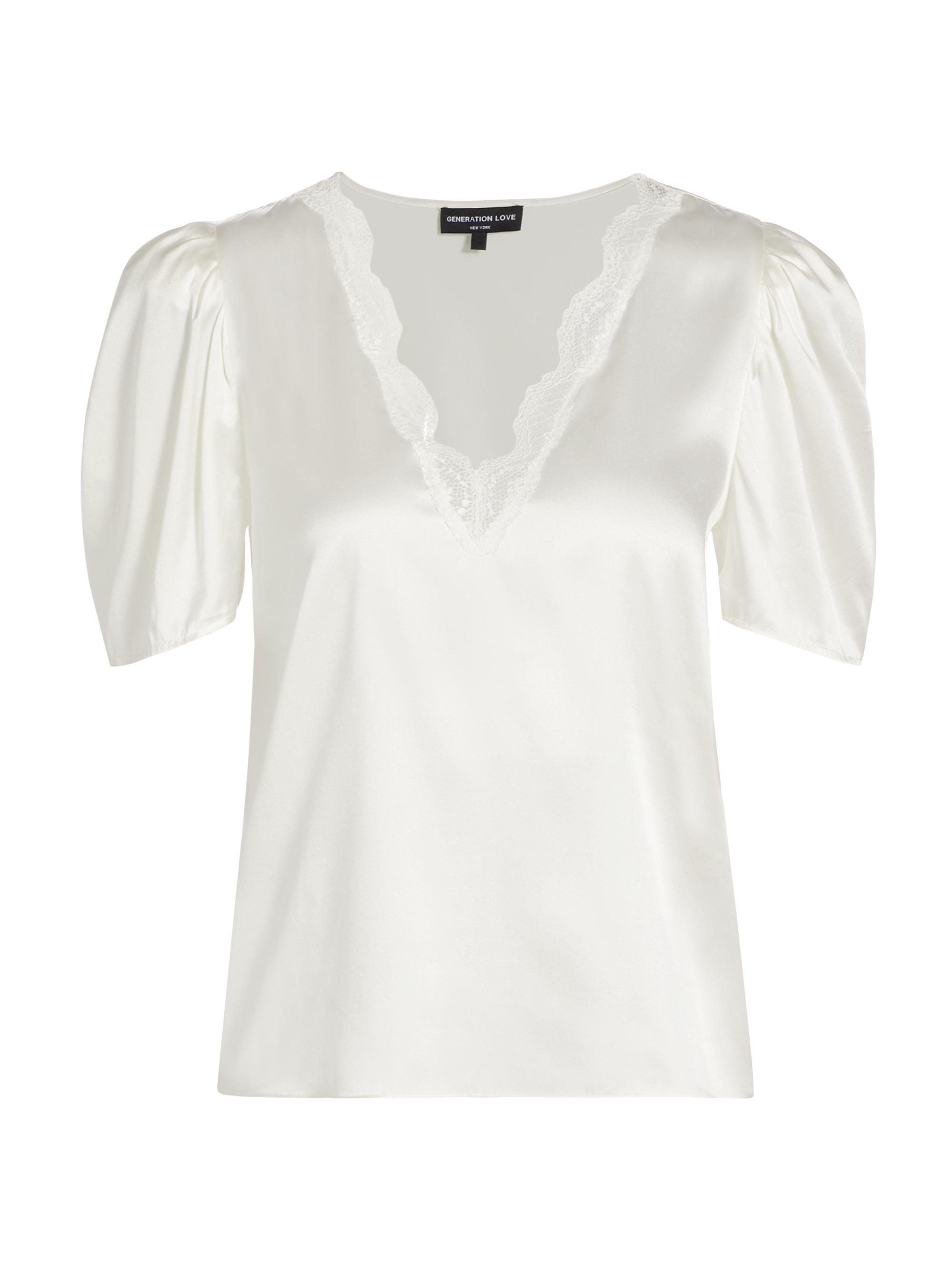 Generation Love Women's Mona Stretch Silk Charmeuse Blouse - White