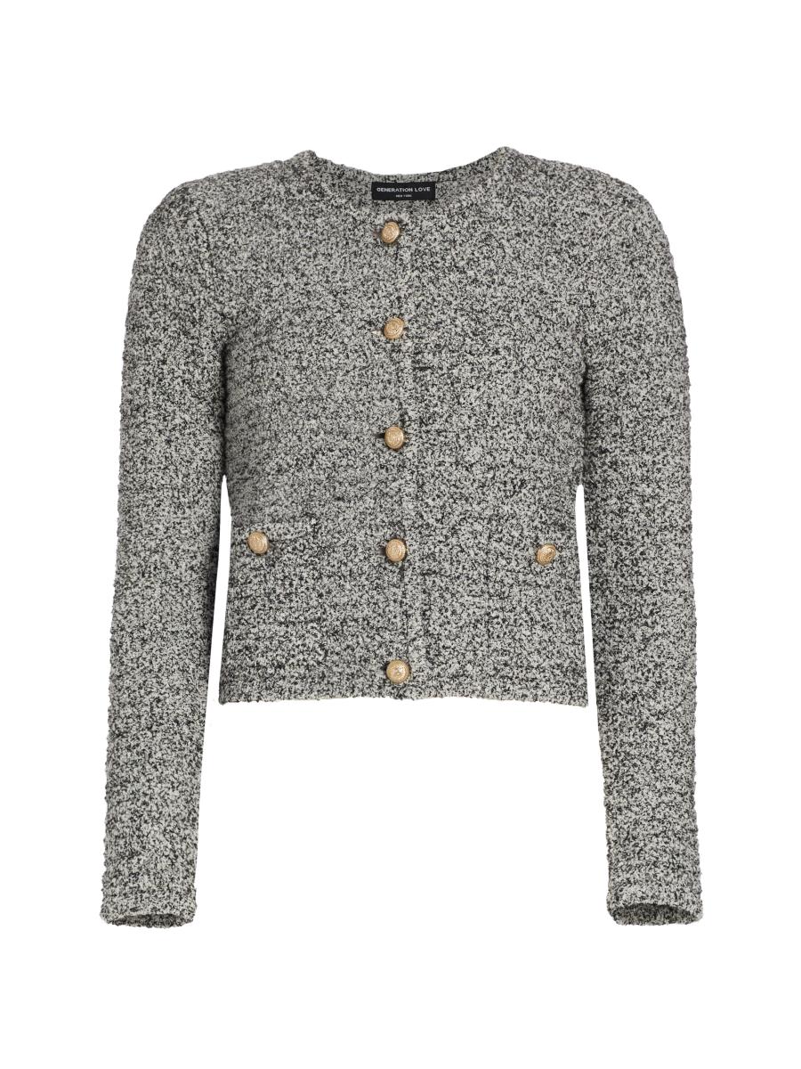 アウターその他 Fallett Story Logo Boucle Knit Cardigan Gray FA2403KT09GR ストーリーロゴブークレニットカーディガン グレー - FALLETT