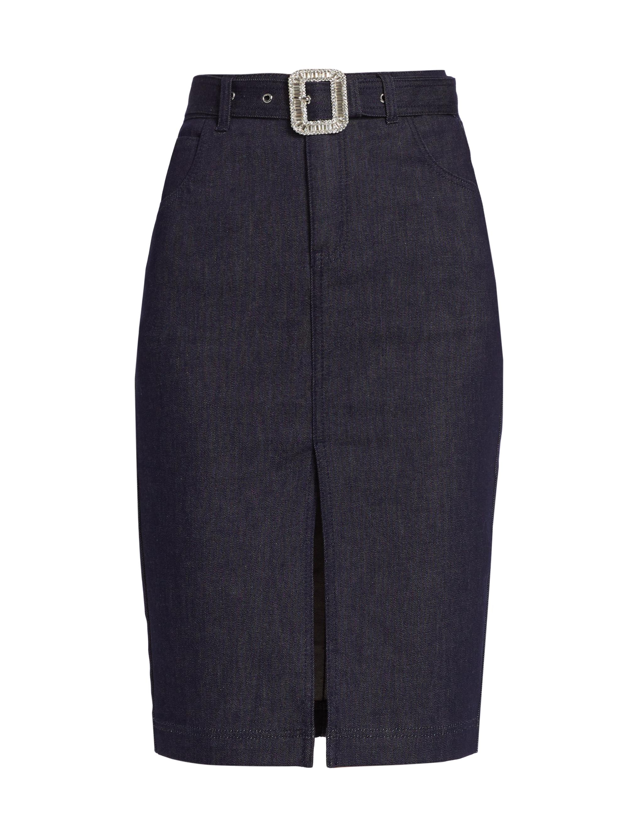 Generation Love Women's Melissa Belted Denim Skirt - Dark Denim Blue