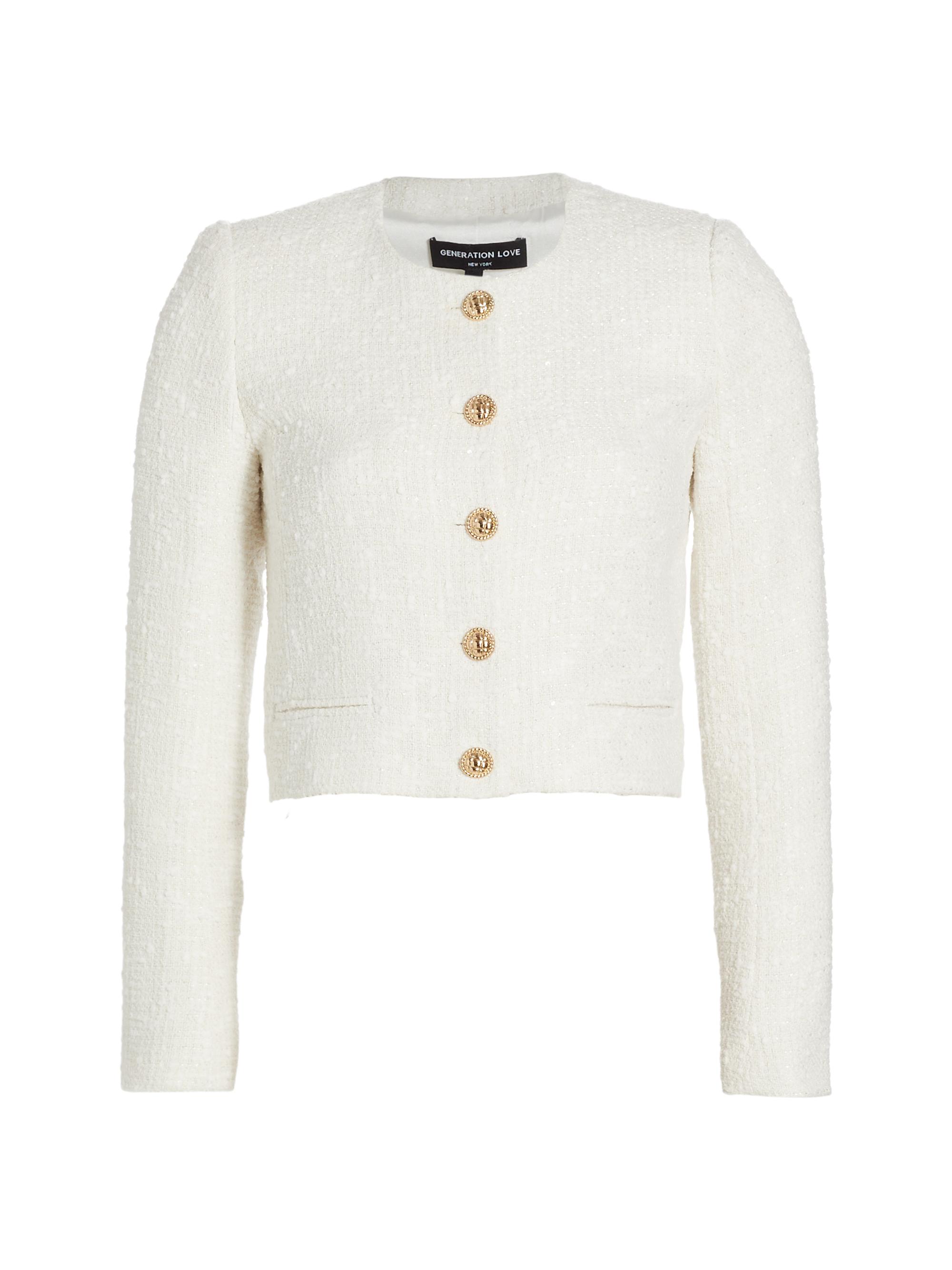 Generation Love Women's Yoonie Sequin Tweed Jacket - White