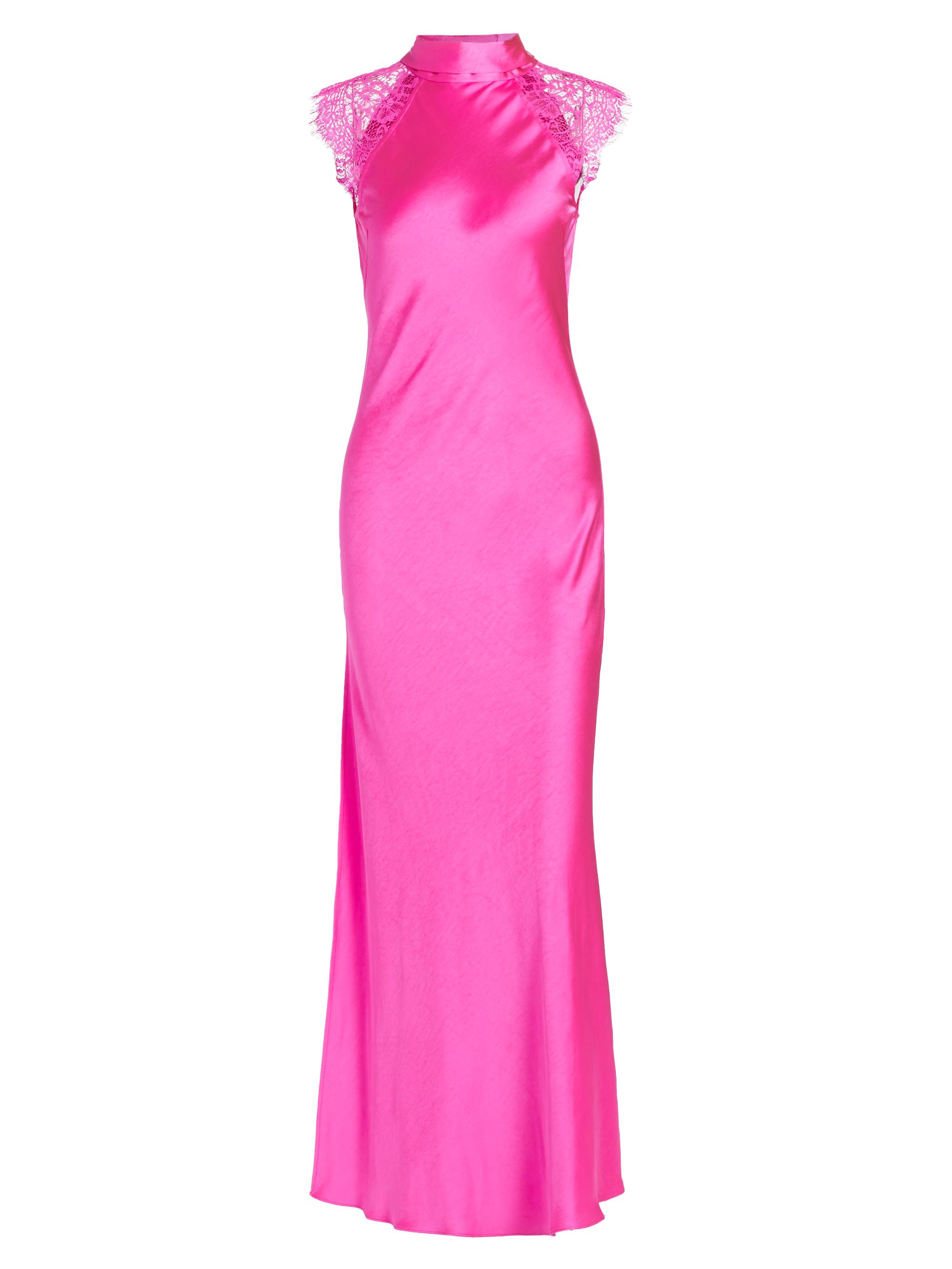 Generation Love Women's Brianna Lace & Satin Halterneck Maxi Dress - Hot Pink