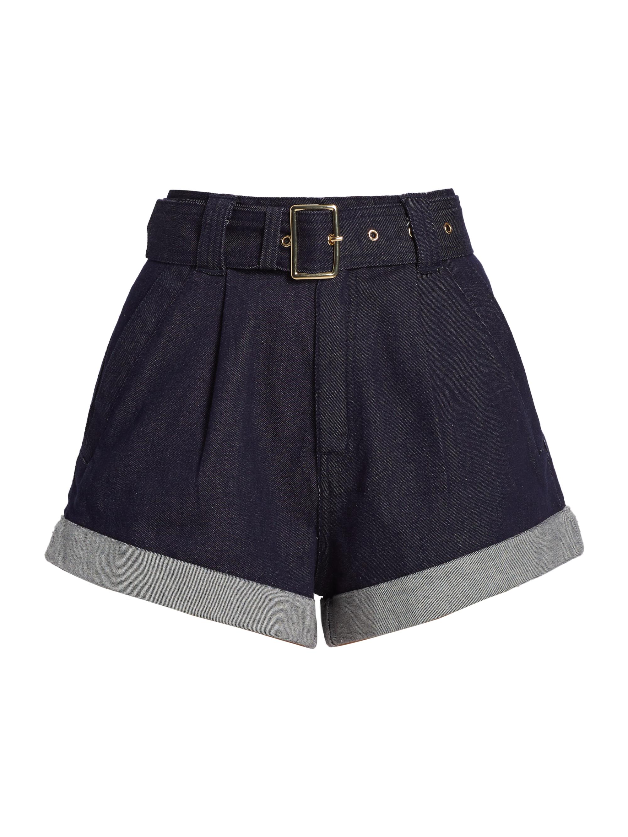 Generation Love Women's Erina Sheen Belted Denim Shorts - Dark Denim Blue
