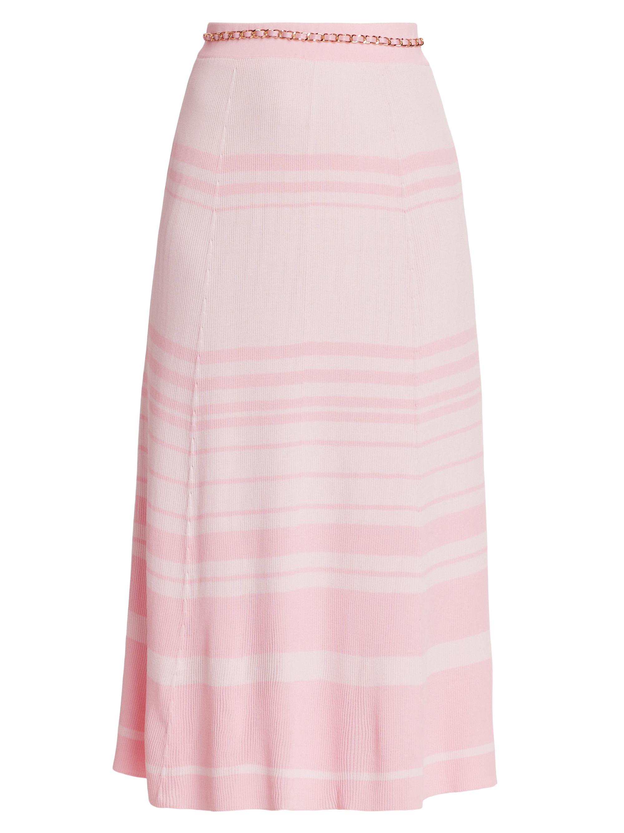 Generation Love Women's Tiana Stripe Rib-Knit Midi-Skirt - Pink Stripe
