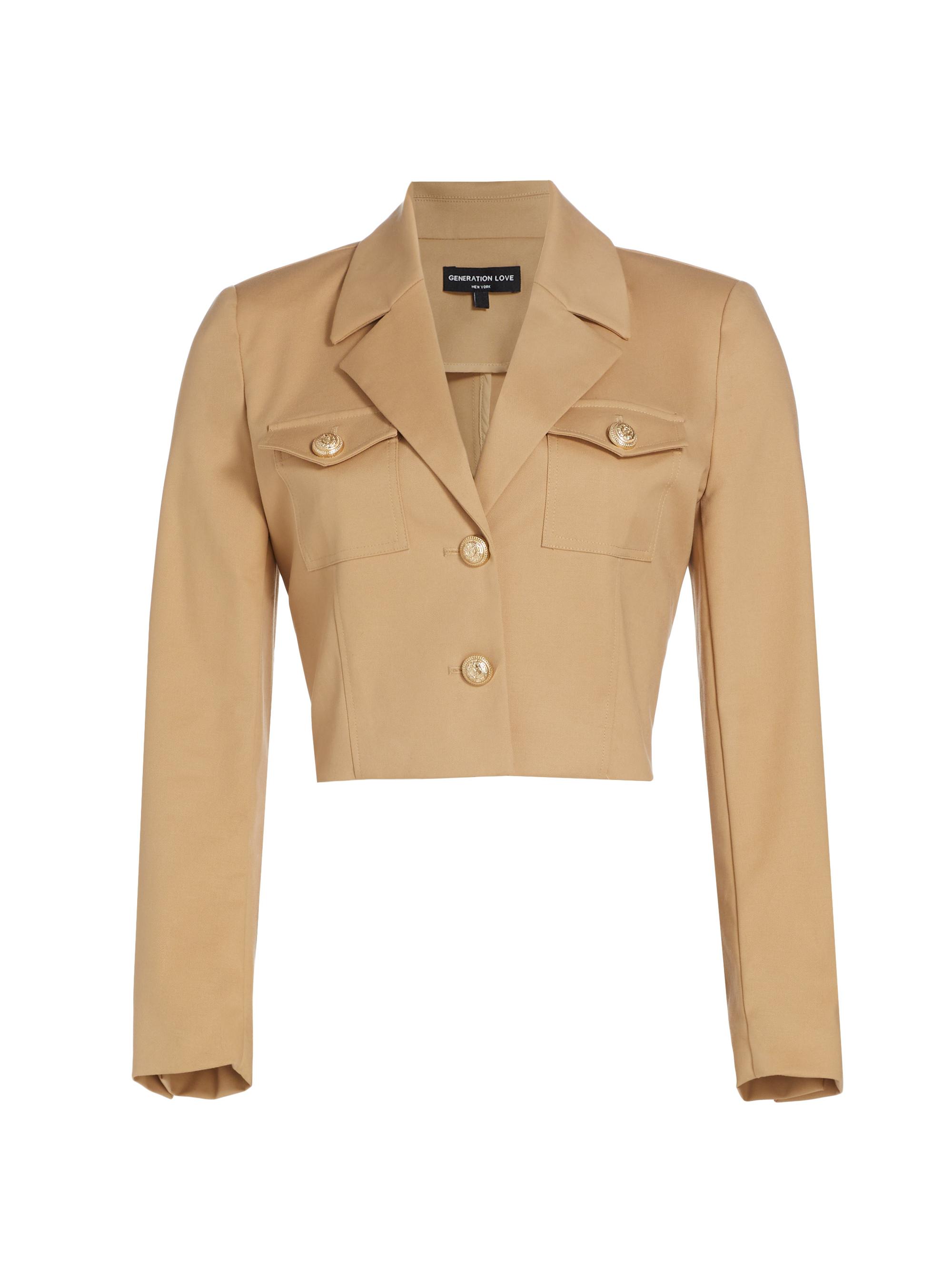 Generation Love Women's Karl Gabardine Cropped Blazer - Taupe