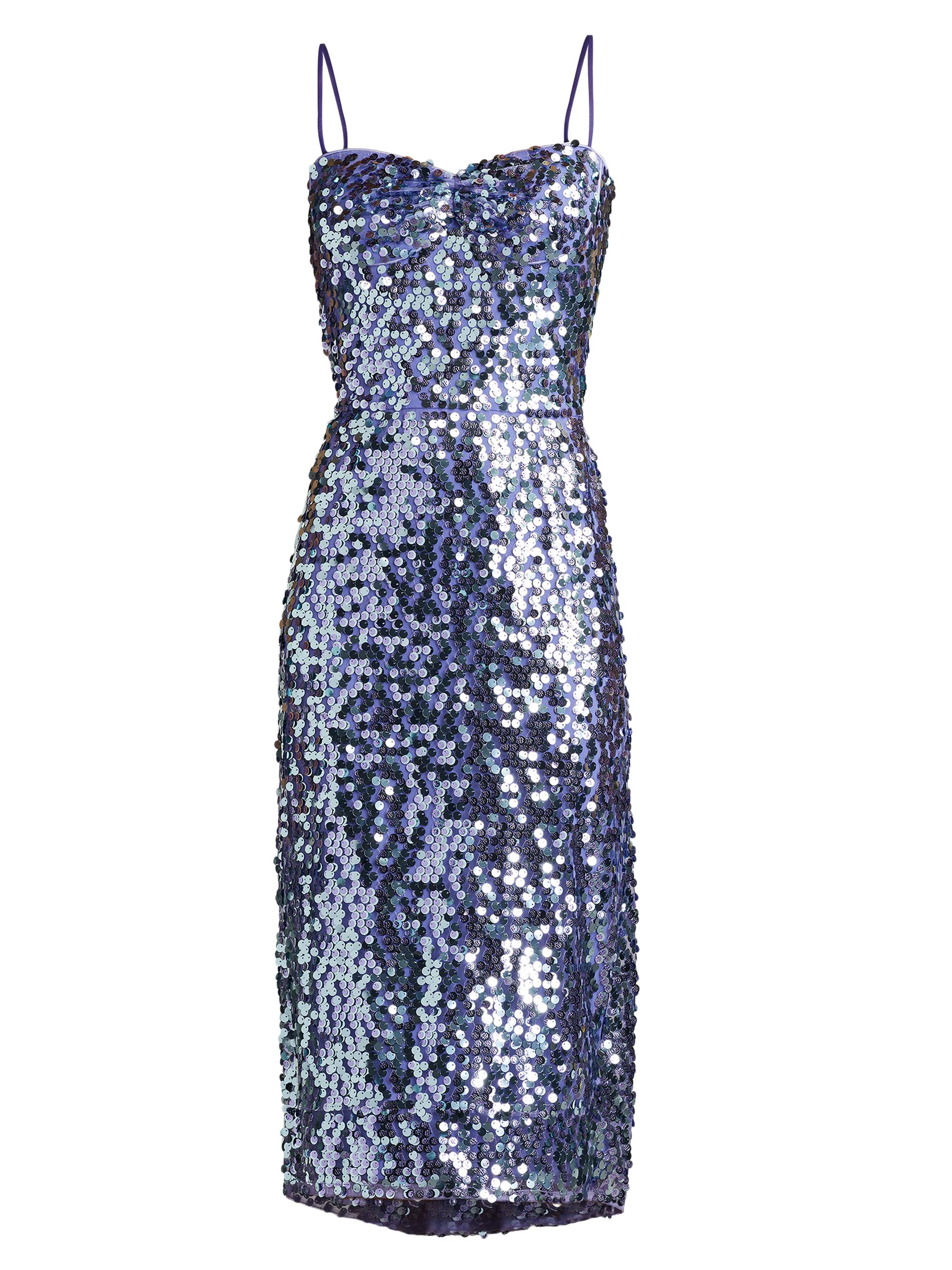 Sho by Tadashi Shoji Women's Paillettes Lattice Midi-Dress - Violet Shimmer