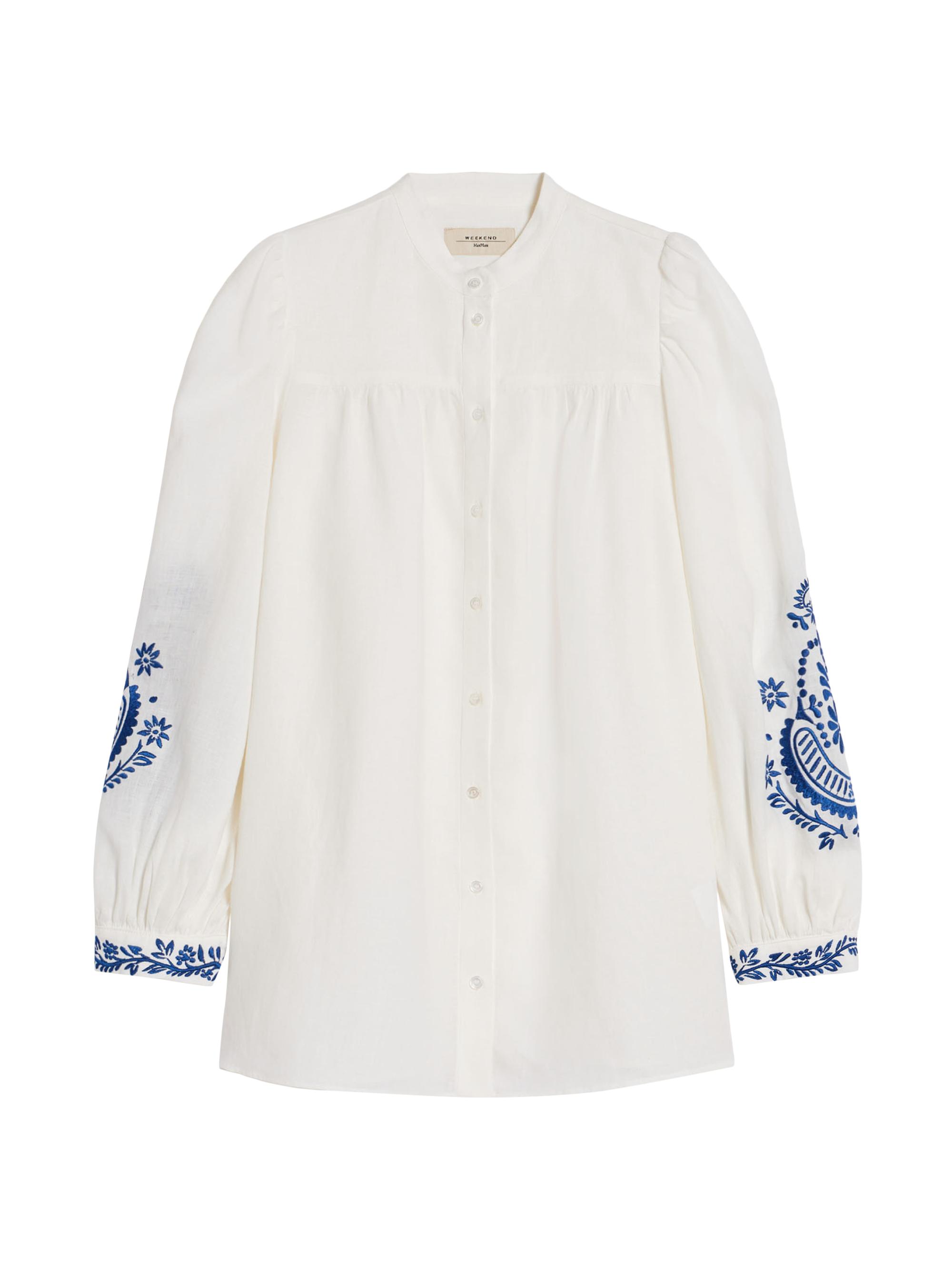 Weekend Max Mara Women's Carnia Embroidered Linen Button-Front Shirt - White