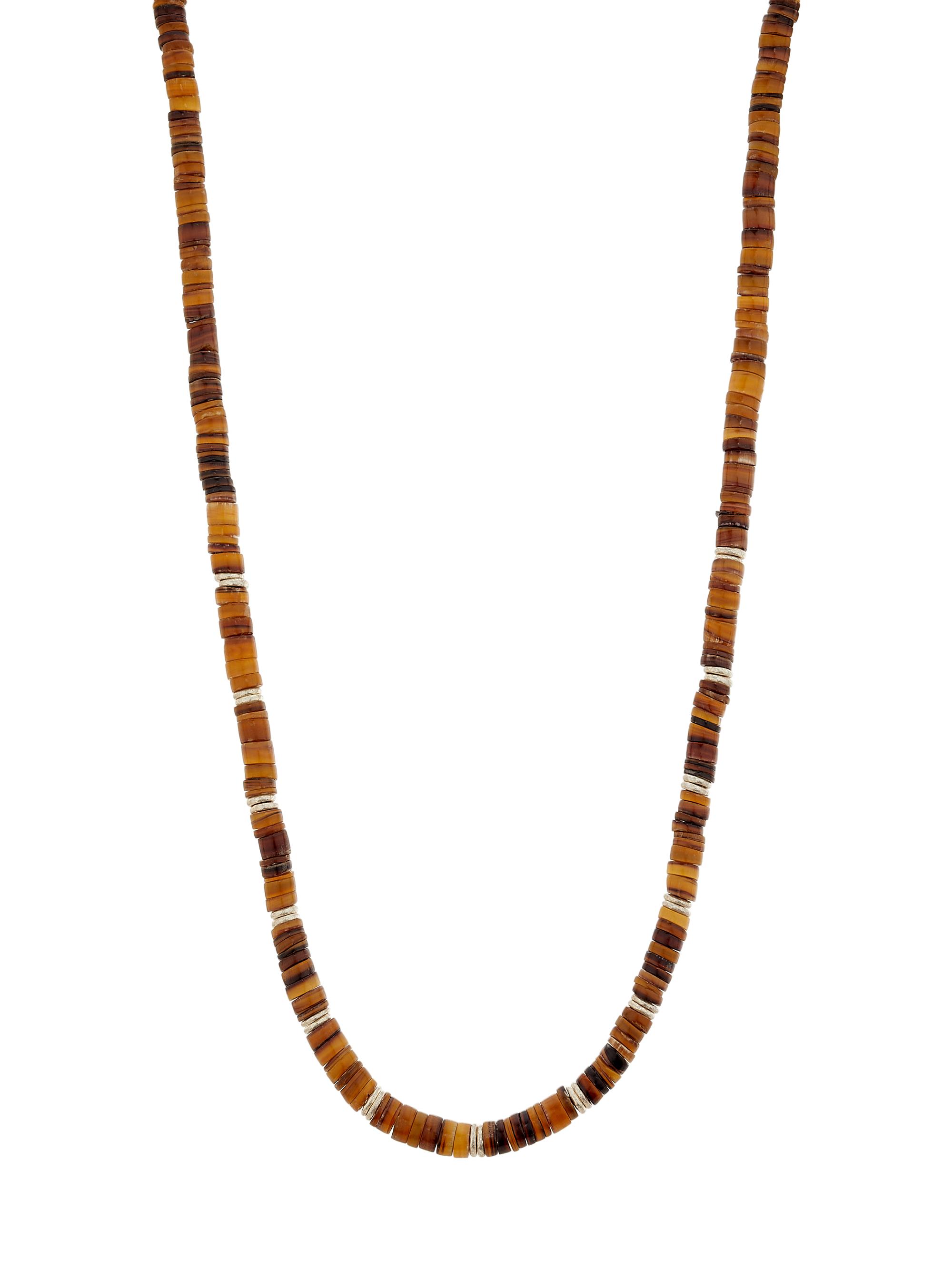 Jan Leslie Men's Heishi & Sterling Silver Beaded Necklace - Brown