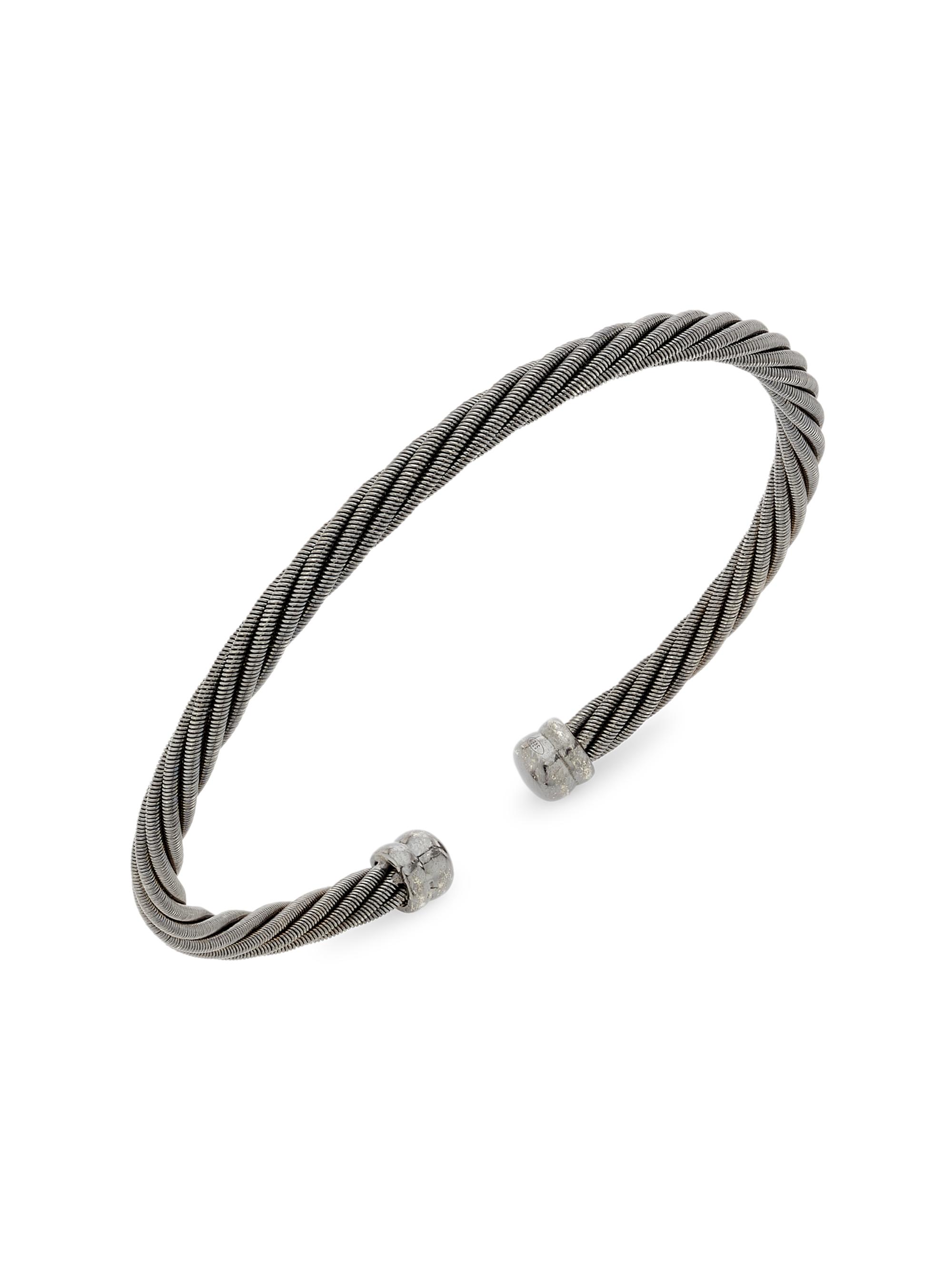 Jan Leslie Men's Sterling Silver Cable Cuff Bracelet - Gunmetal