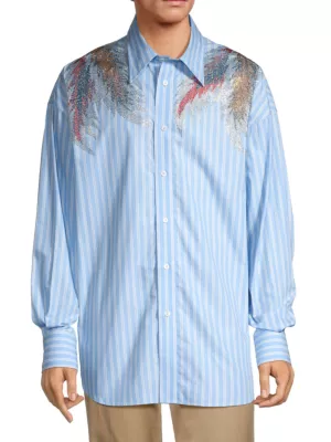 BLUEMARBLE - Rhinestone Embellishment Cotton Shirt
