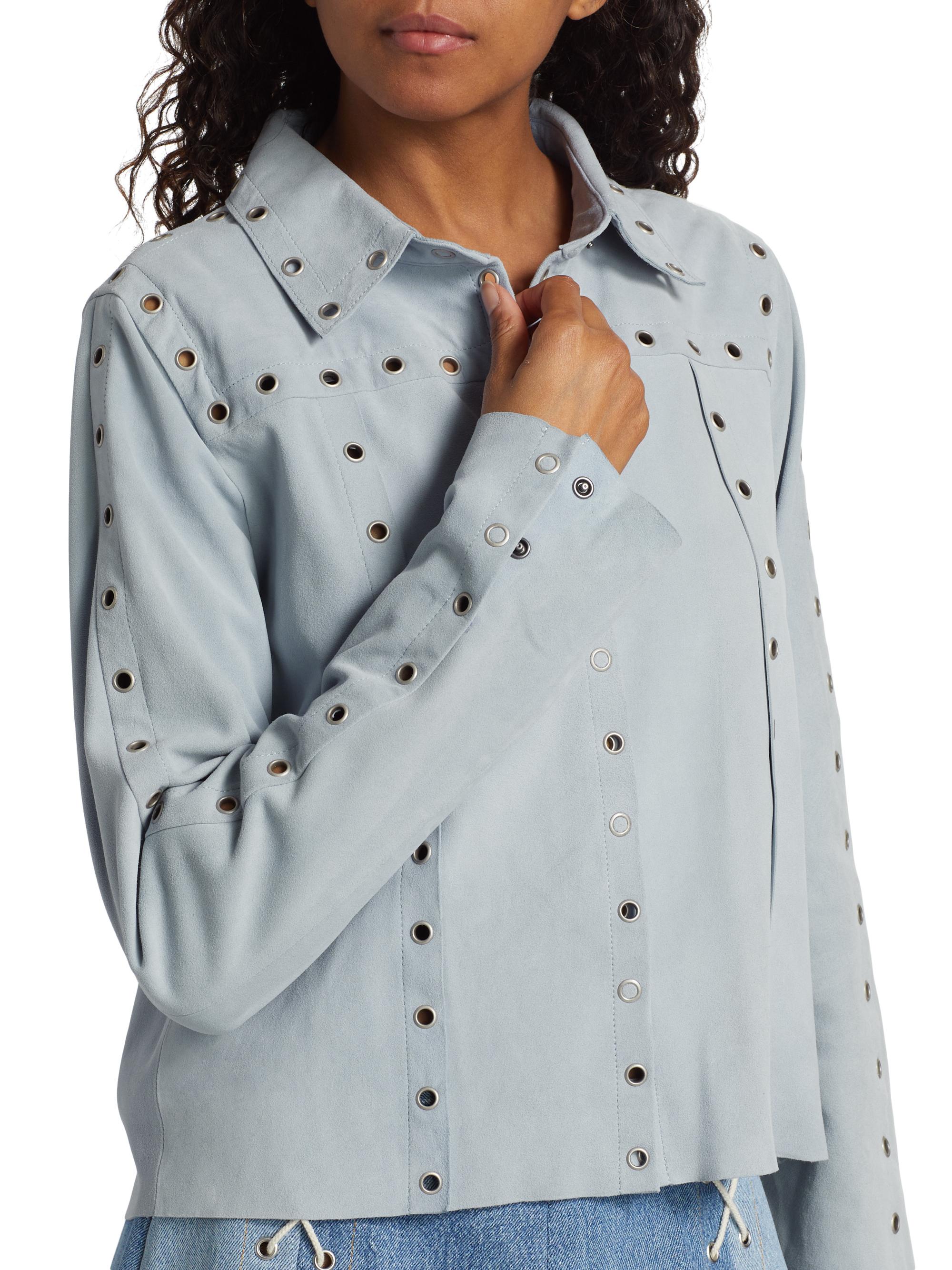 Re/done Suede Grommet Shirt Jacket | Saks Fifth Avenue