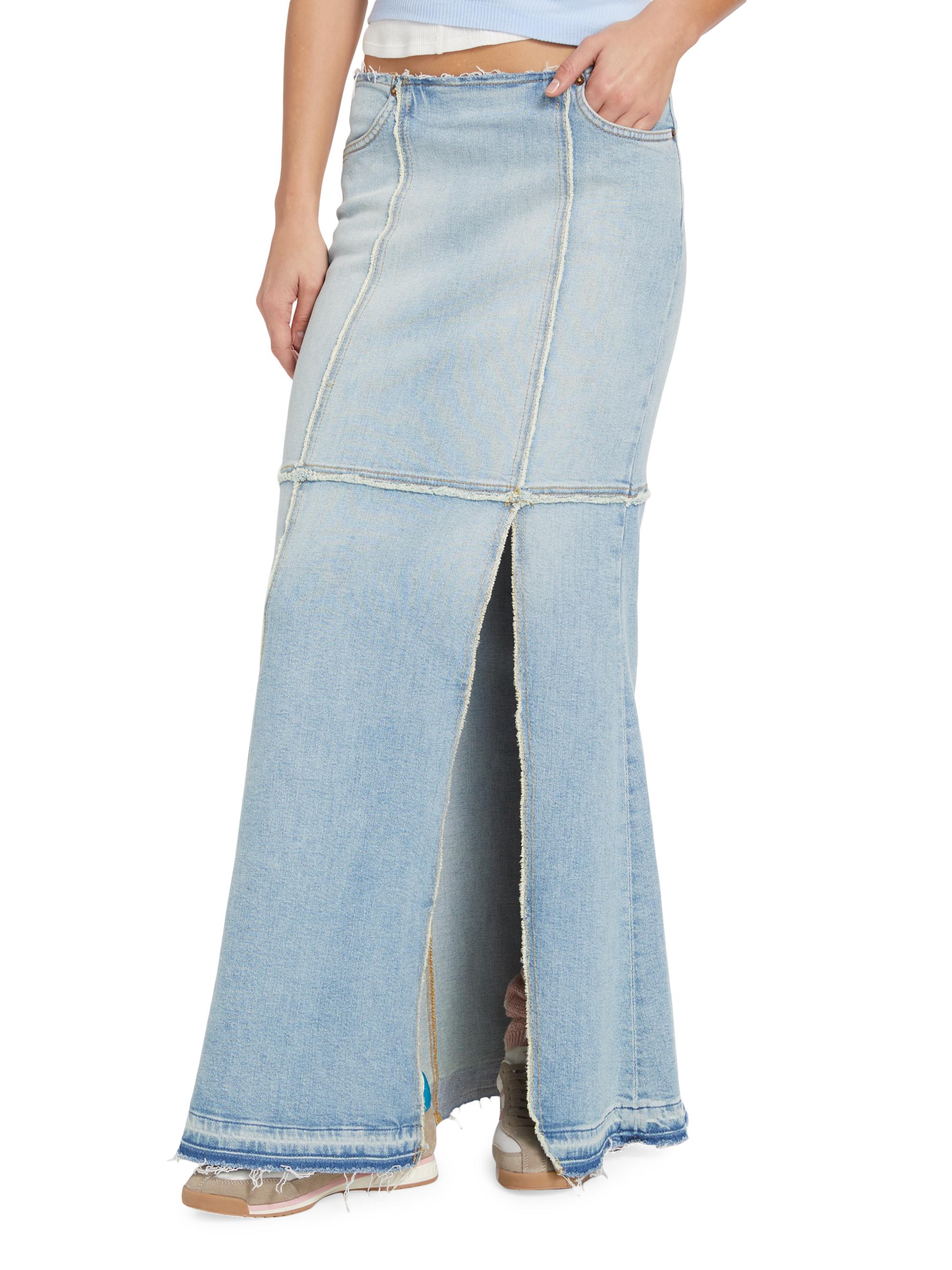 Re/done Frayed Denim Maxi Skirt | Saks Fifth Avenue