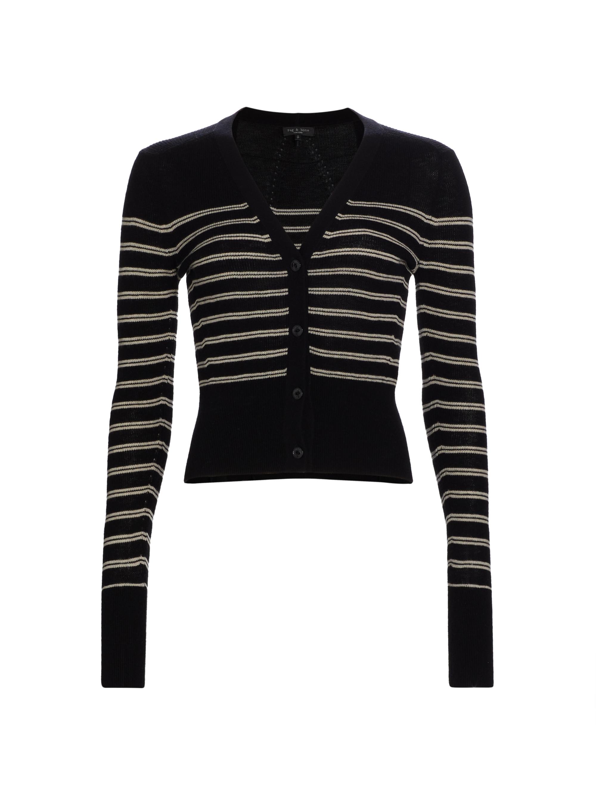 rag & bone Women's Bree Striped Wool Cardigan - Black Multi