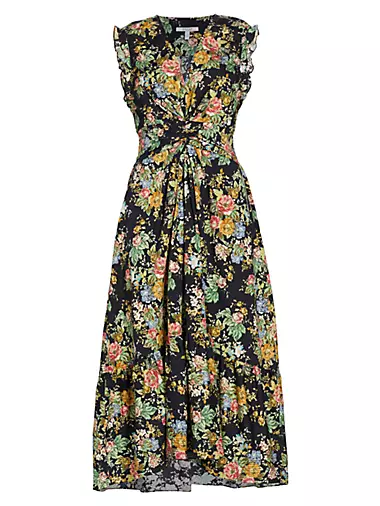Kris Floral Cotton-Blend Midi-Dress