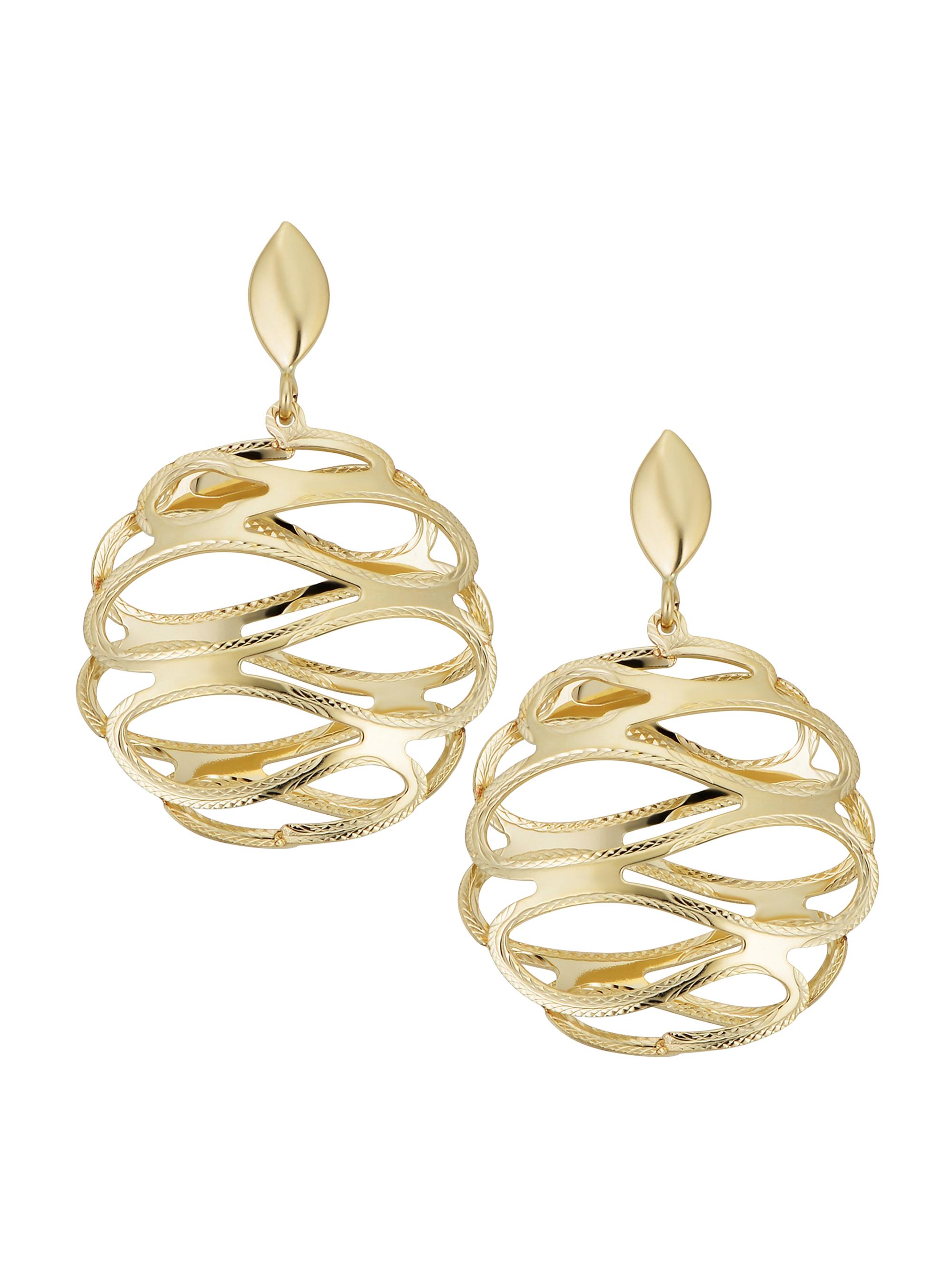 Oradina Women's 14K Yellow Gold Twirl Me Drop Earrings - Yellow Gold