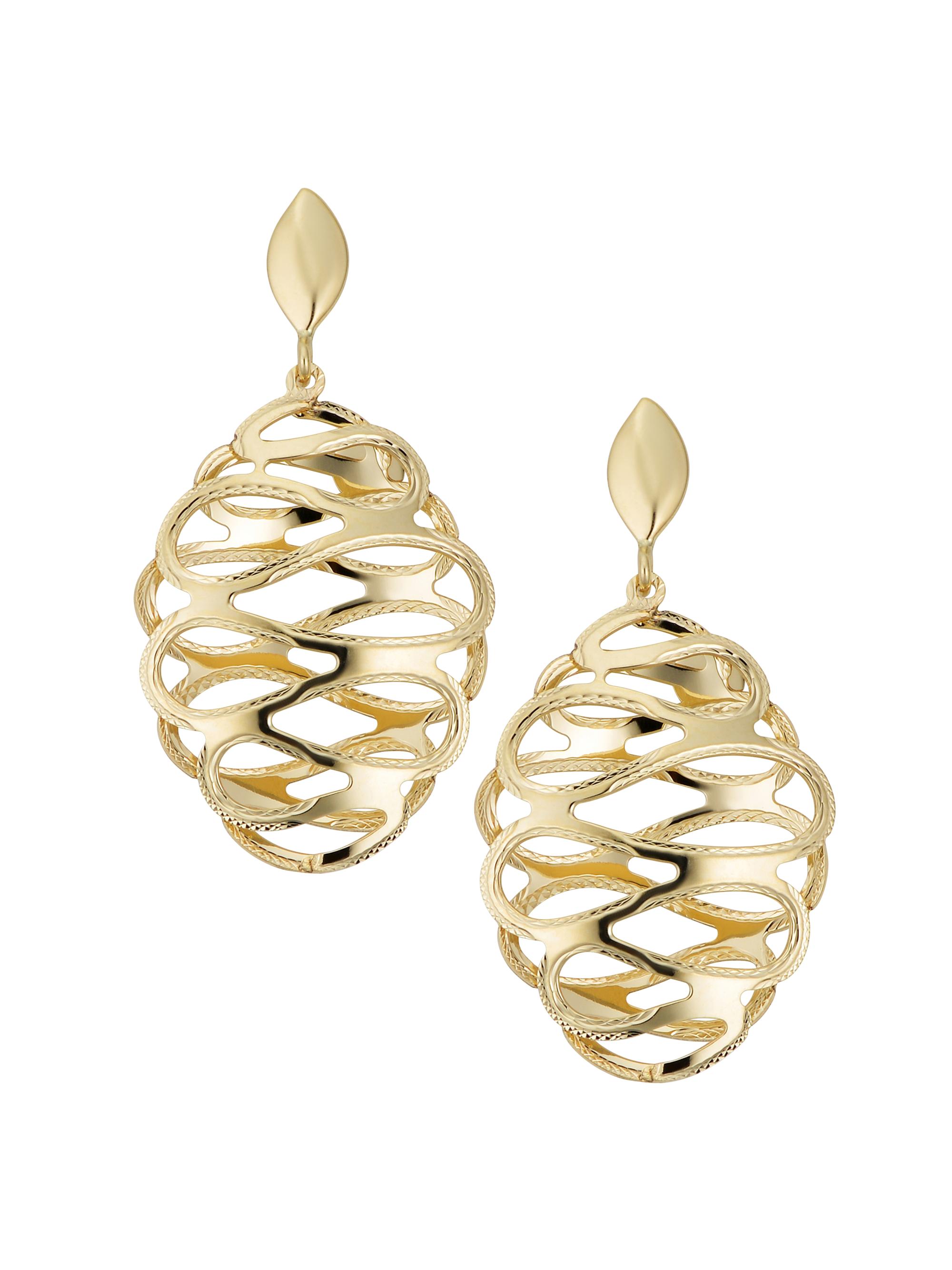 Oradina Women's 14K Yellow Gold Twirl Me Oval Drop Earrings - Yellow Gold