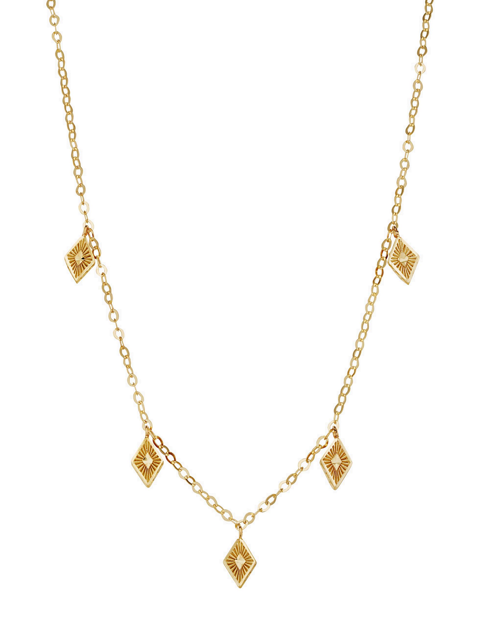 Oradina Women's 14K Yellow Gold Roma Diamond Station Charm Necklace - Yellow Gold