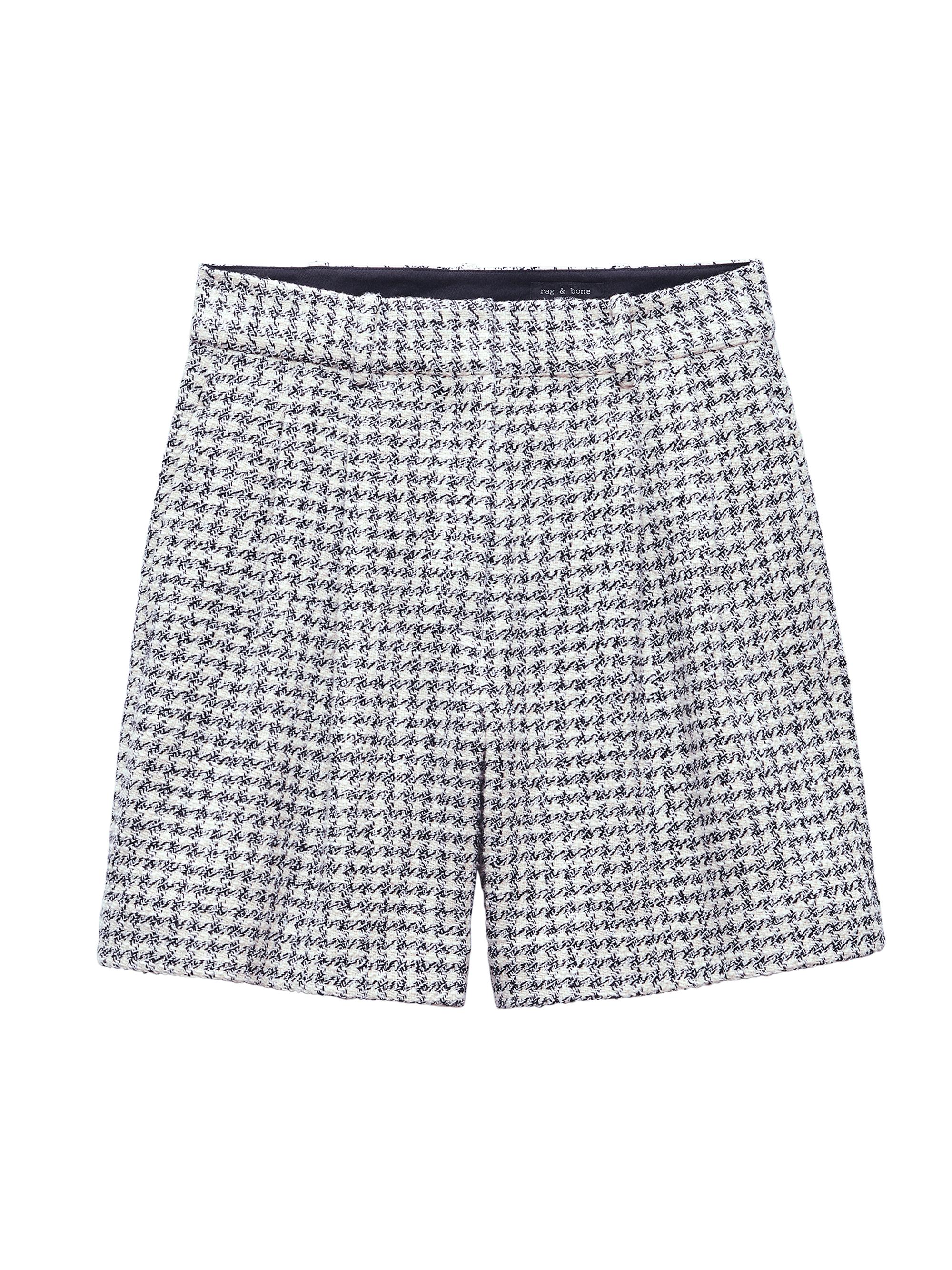 rag & bone Women's Carmen Houndstooth Short - Black White
