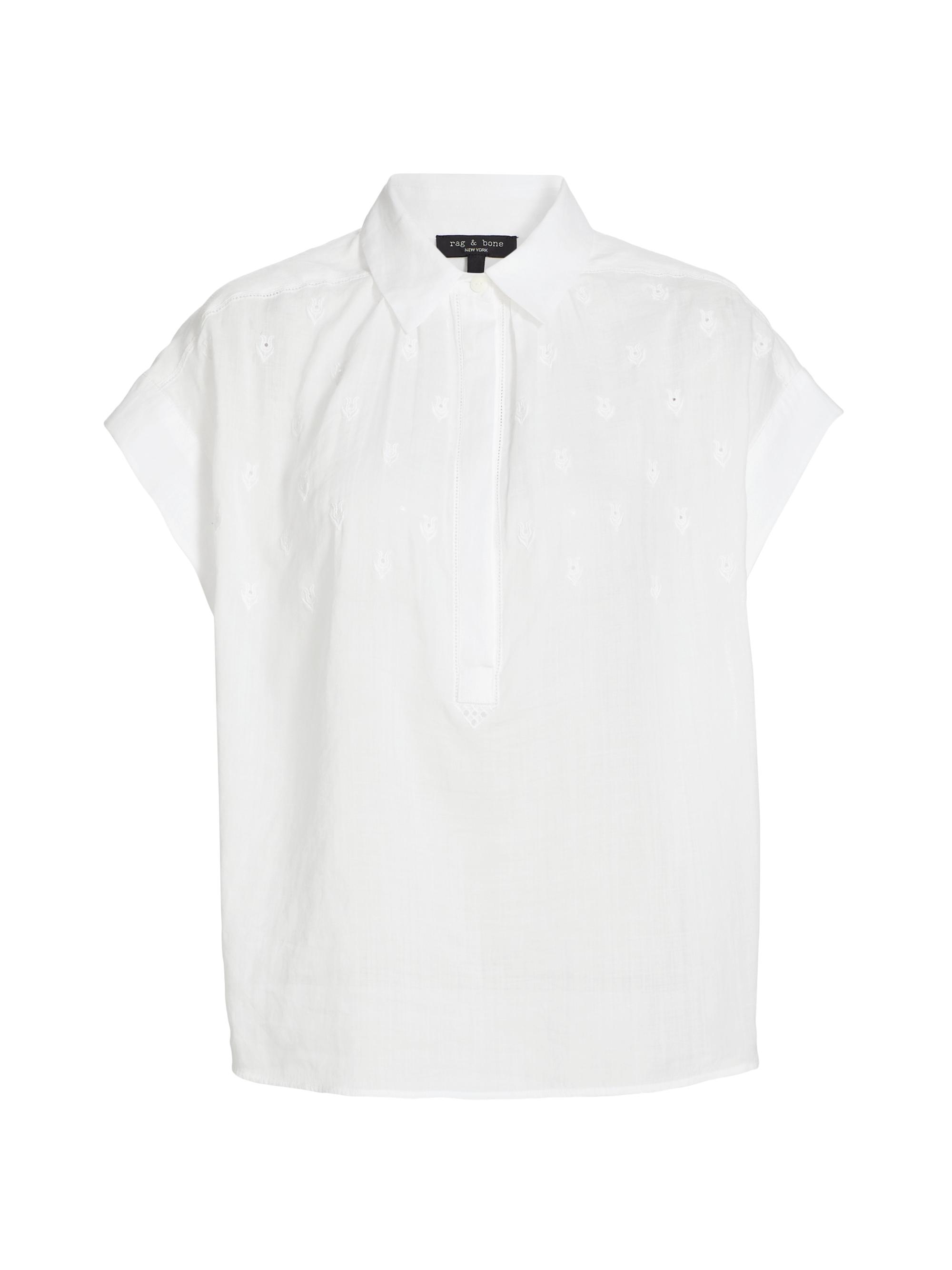 rag & bone Women's Robin Embroidered Top - White