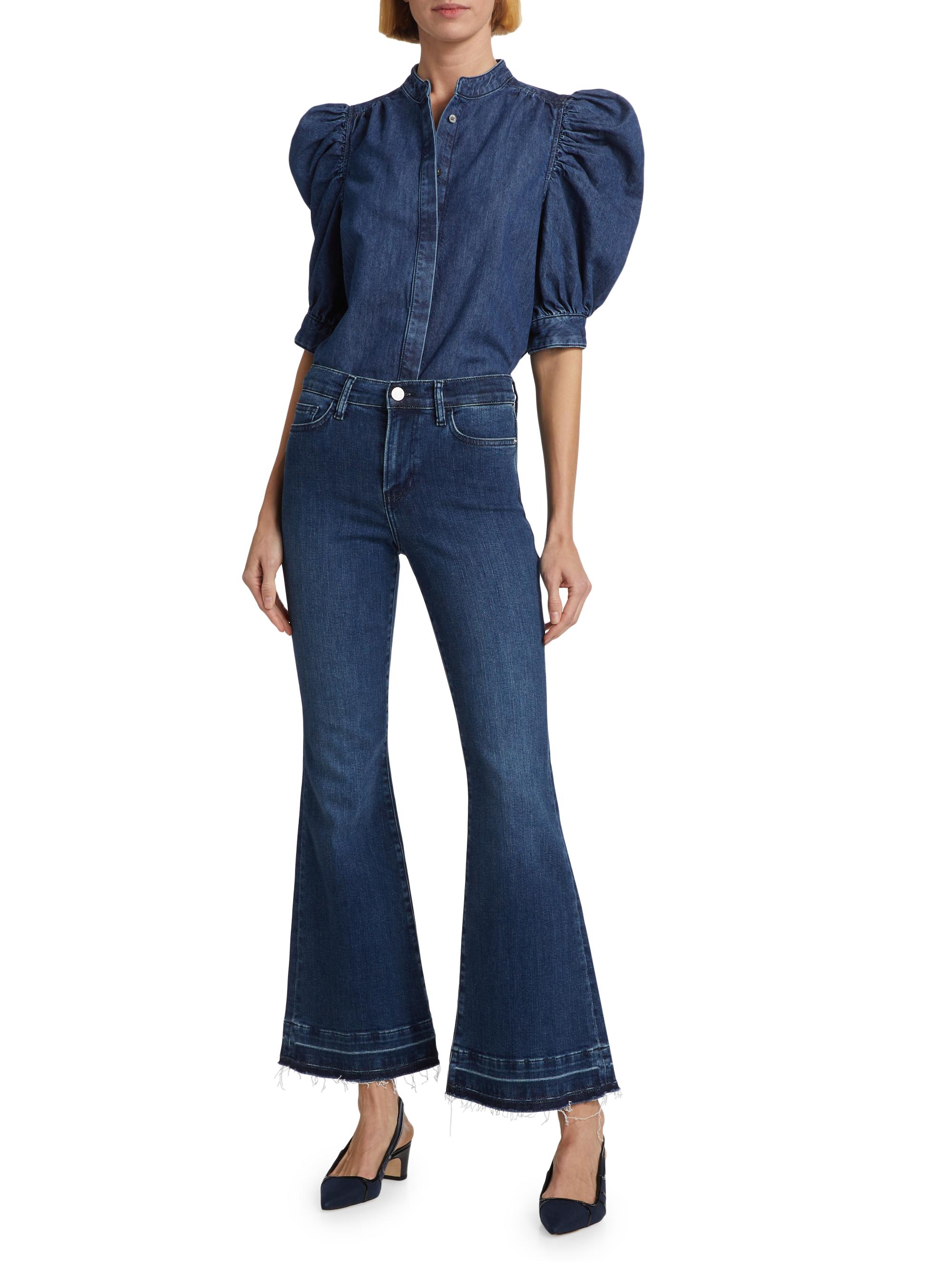 frame denim puff sleeve