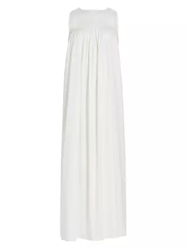 Sleeveless Pleated Cotton Maxi Dress