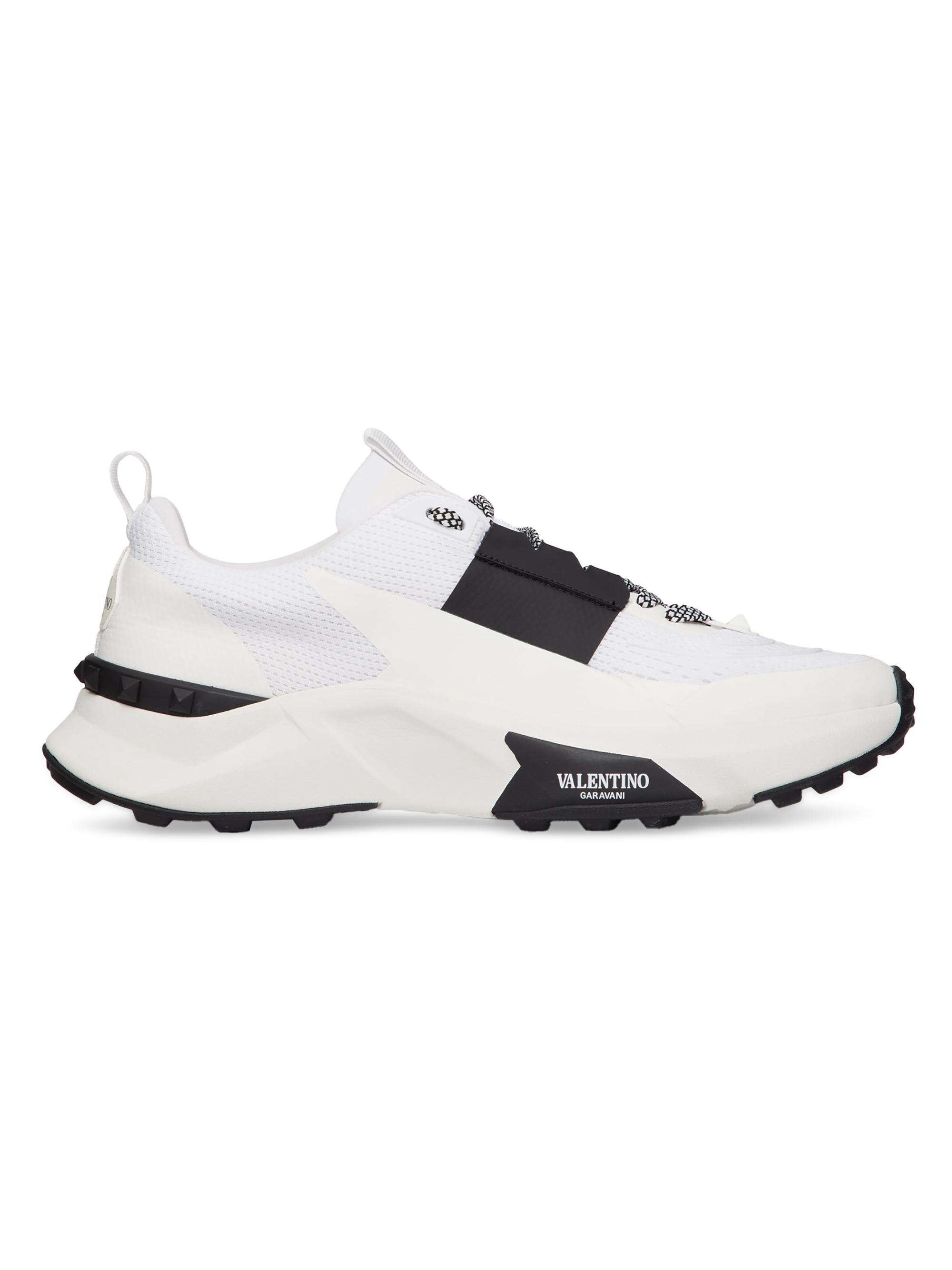 Valentino Garavani Men's True Act Low Top Sneakers in Mesh and Rubberized Fabric - White Blck