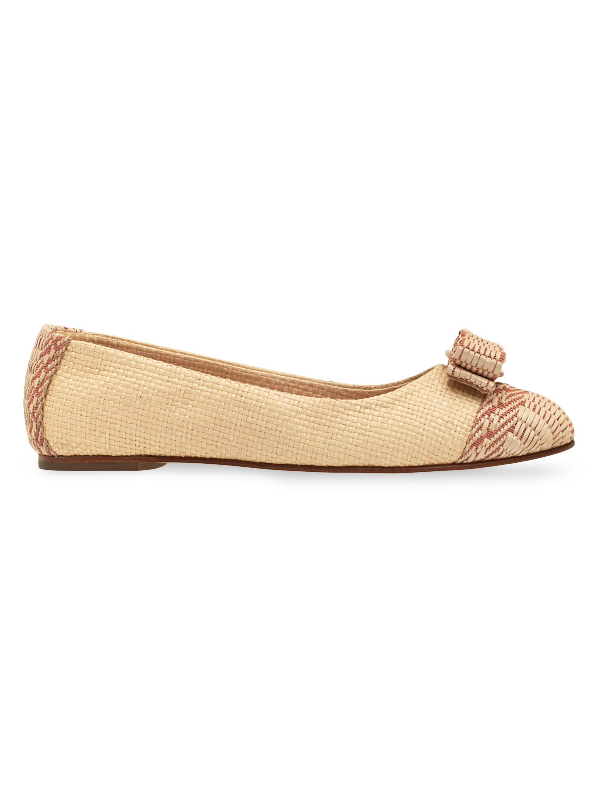 FERRAGAMO Women's Varina Textured Ballet Flats - Beige