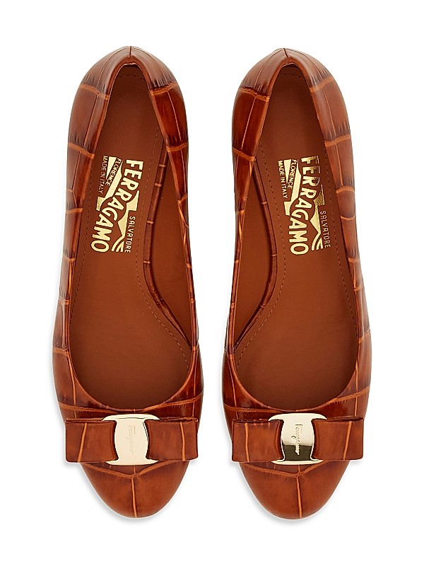 Shop FERRAGAMO Vara Crocodile-Embossed 30MM Leather Pumps Shop FERRAGAMO Vara Crocodile-Embossed 30MM Leather Pumps