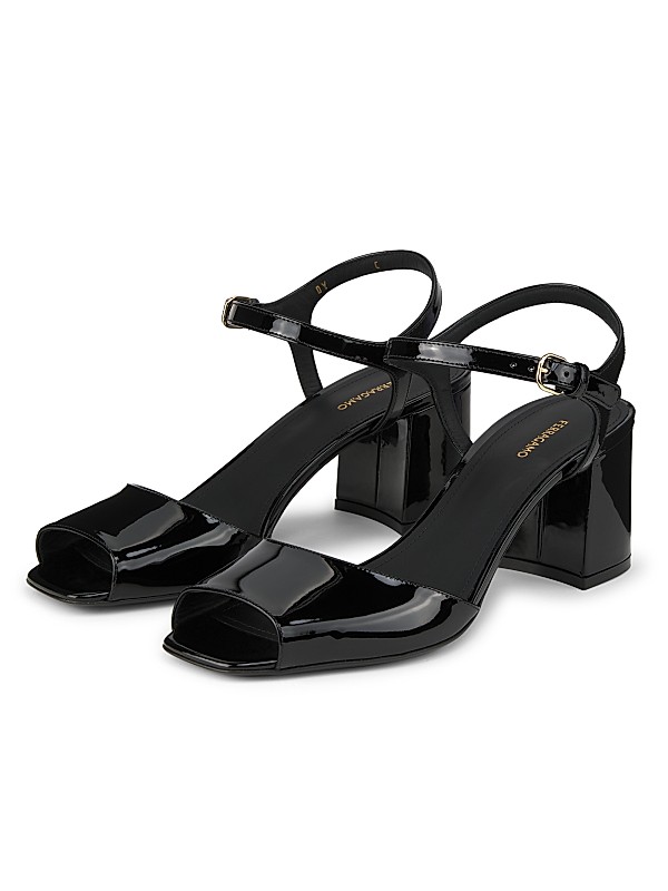 Shop FERRAGAMO Sally 60MM Patent Leather Sandals | Saks Shop FERRAGAMO Sally 60MM Patent Leather Sandals | Saks