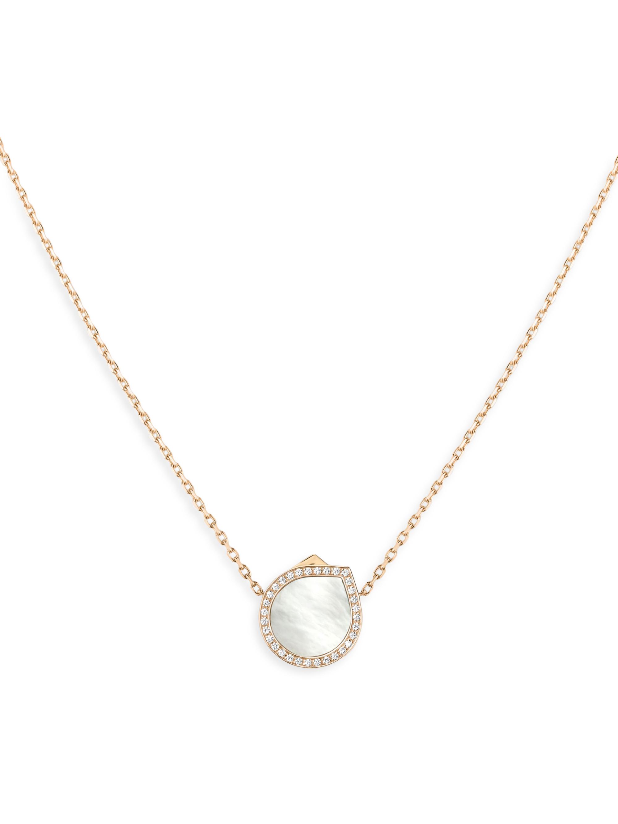 Repossi Women's Antifer 18K Rose Gold, Mother-Of-Pearl & 0.18 TCW Diamond Pendant Necklace - Mother Of Pearl