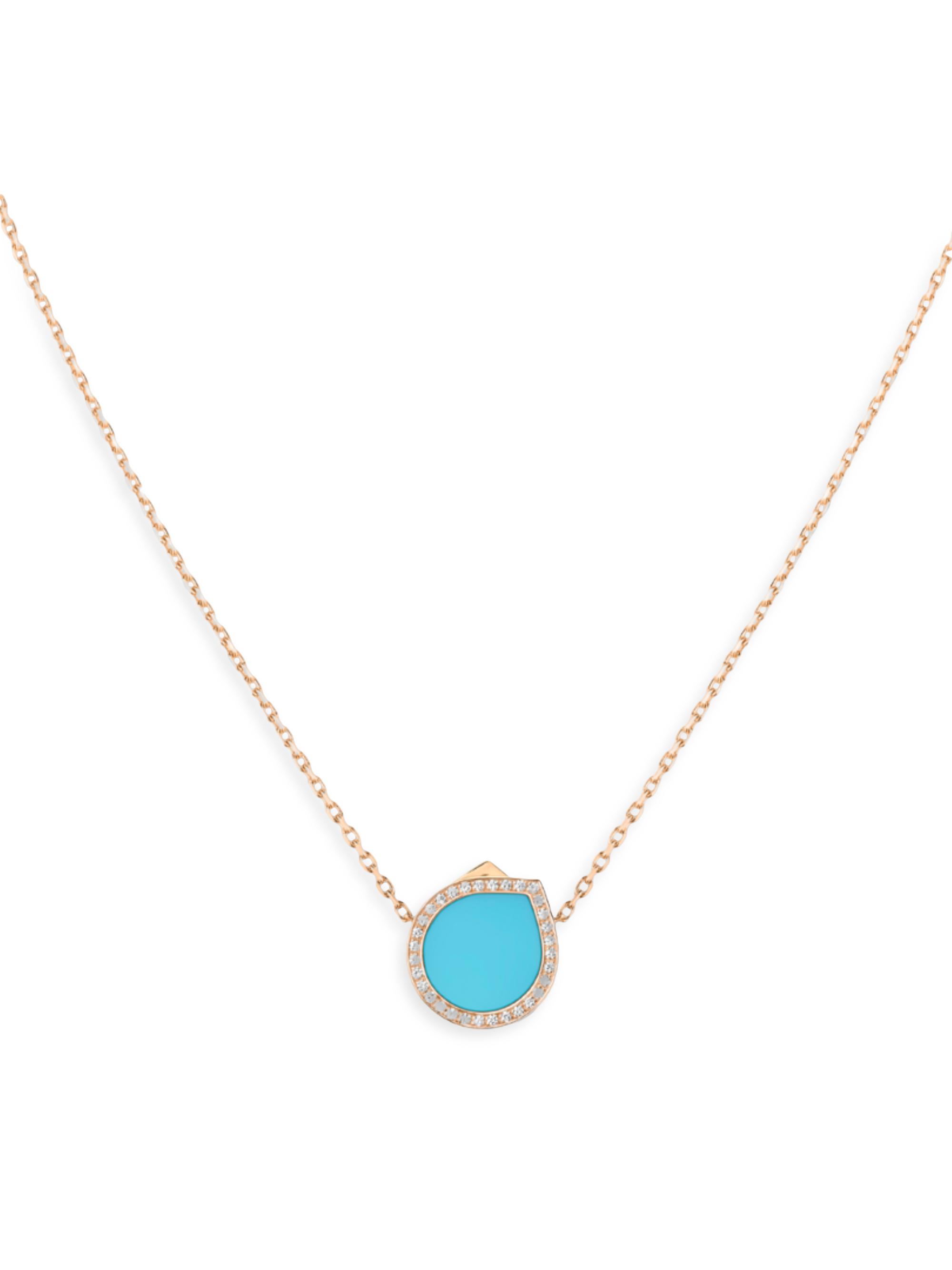 Repossi Women's Antifer 18K Rose Gold, Turquoise & 0.18 TCW Diamond Pendant Necklace - Turquoise