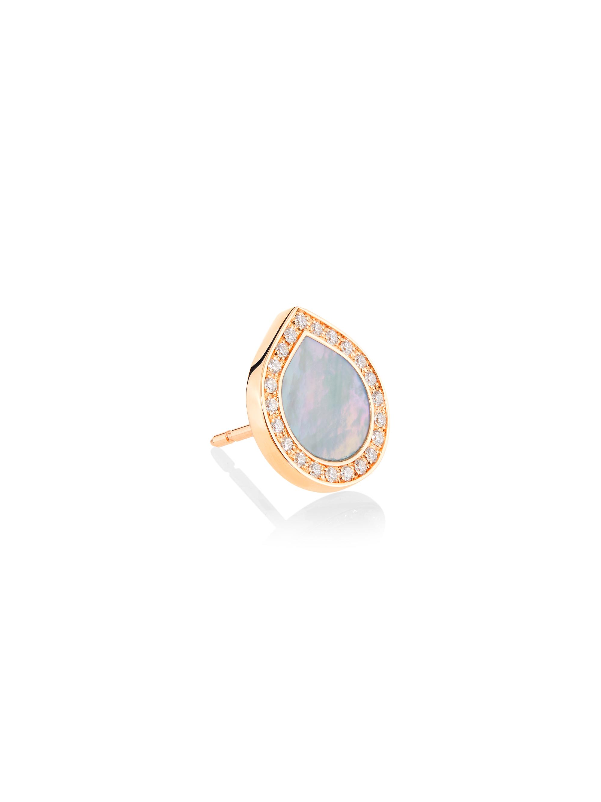 Repossi Women's Antifer 18K Rose Gold, Mother-Of-Pearl & 0.08 TCW Diamond Single Stud Earring - Mother Of Pearl