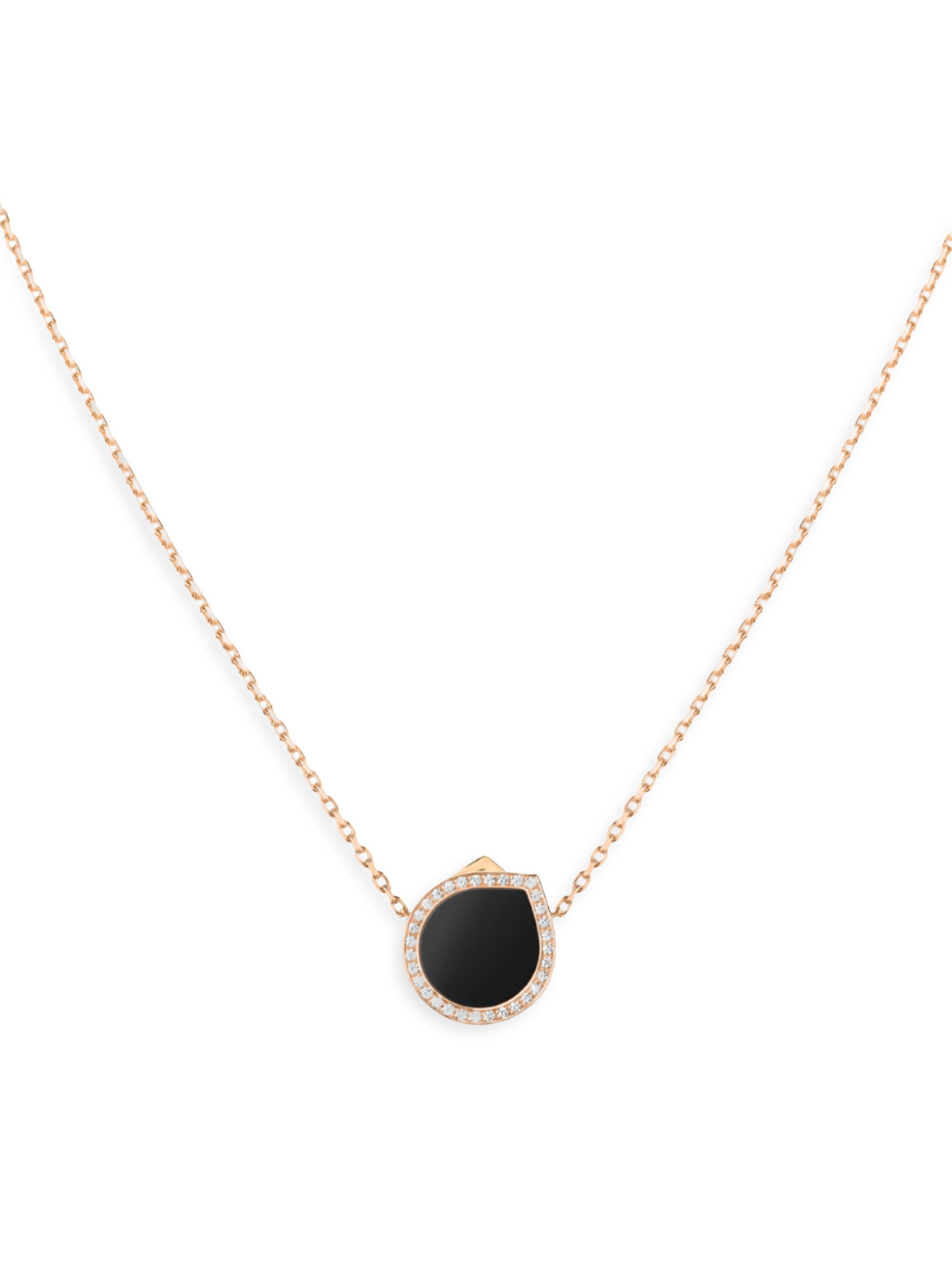 Repossi Women's Antifer 18K Rose Gold, Black Onyx & 0.18 TCW Diamond Pendant Necklace - Onyx