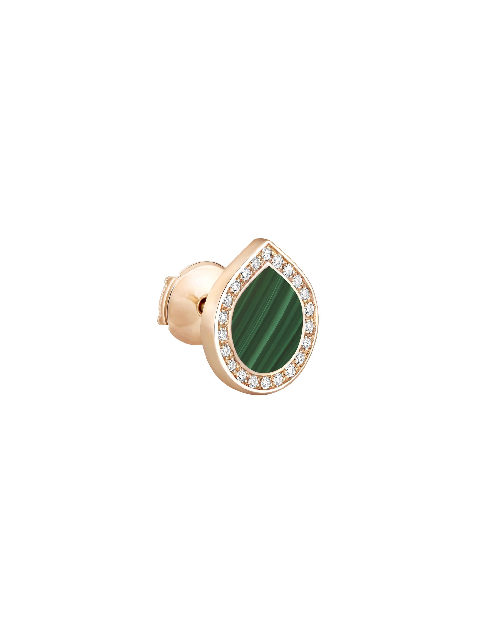 Repossi Women's Antifer 18K Rose Gold, Malachite & 0.08 TCW Diamond Single Stud Earring - Mala