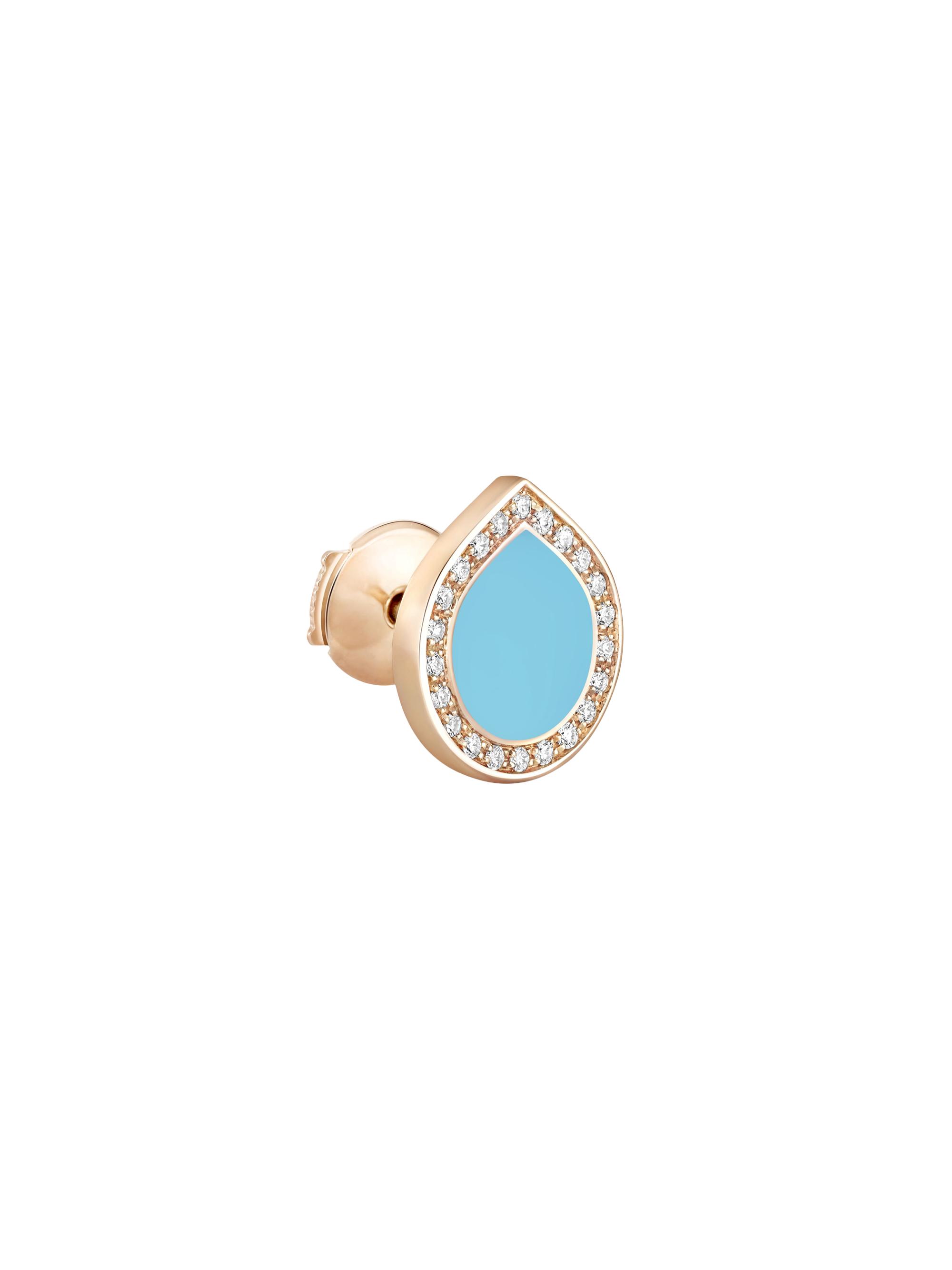 Repossi Women's Antifer 18K Rose Gold, Turquoise & 0.08 TCW Diamond Single Stud Earring - Turquoise