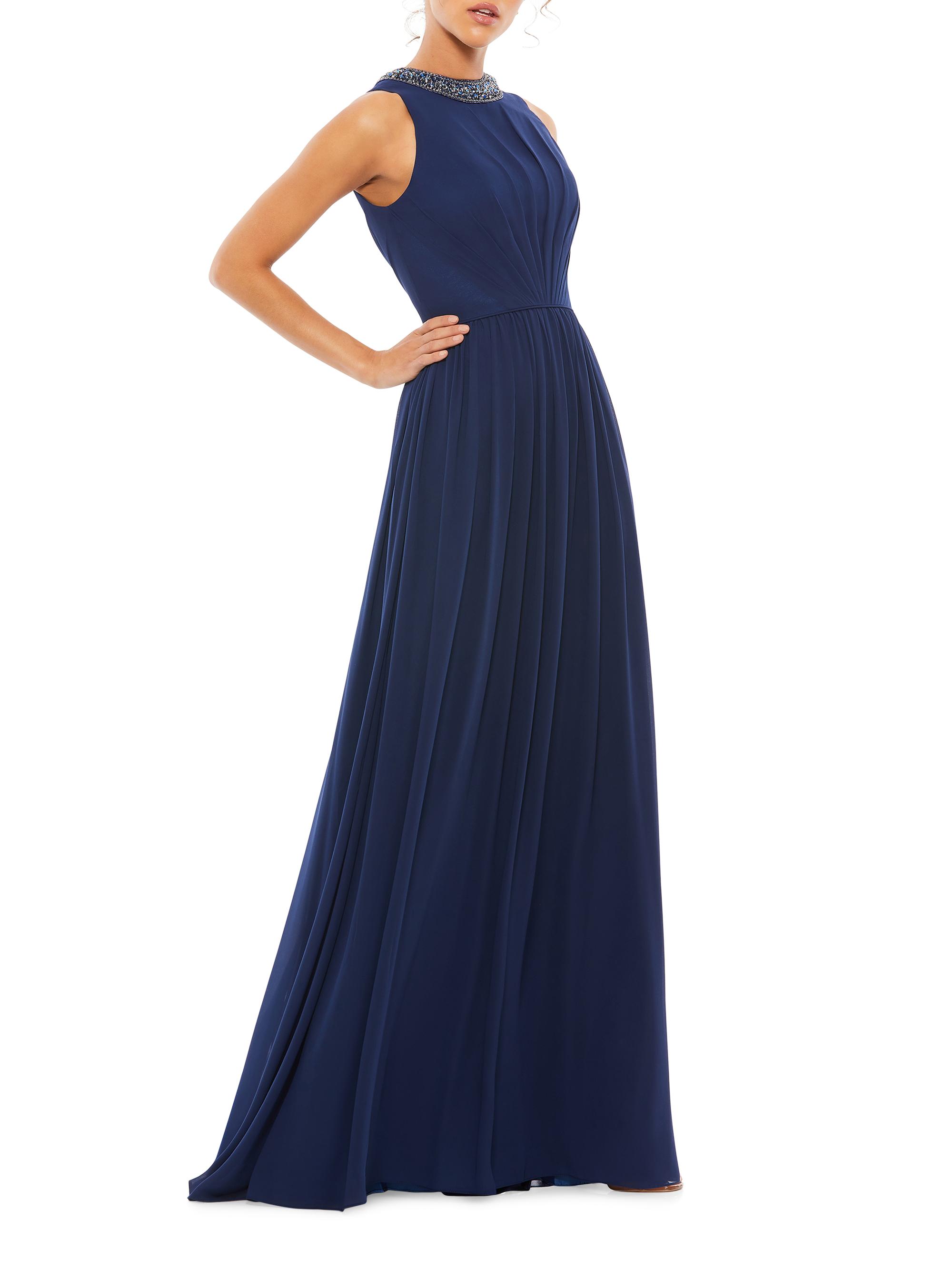 Mac Duggal Women's Embellished Jewel-Neck Sleeveless A-Line Gown - Midnight